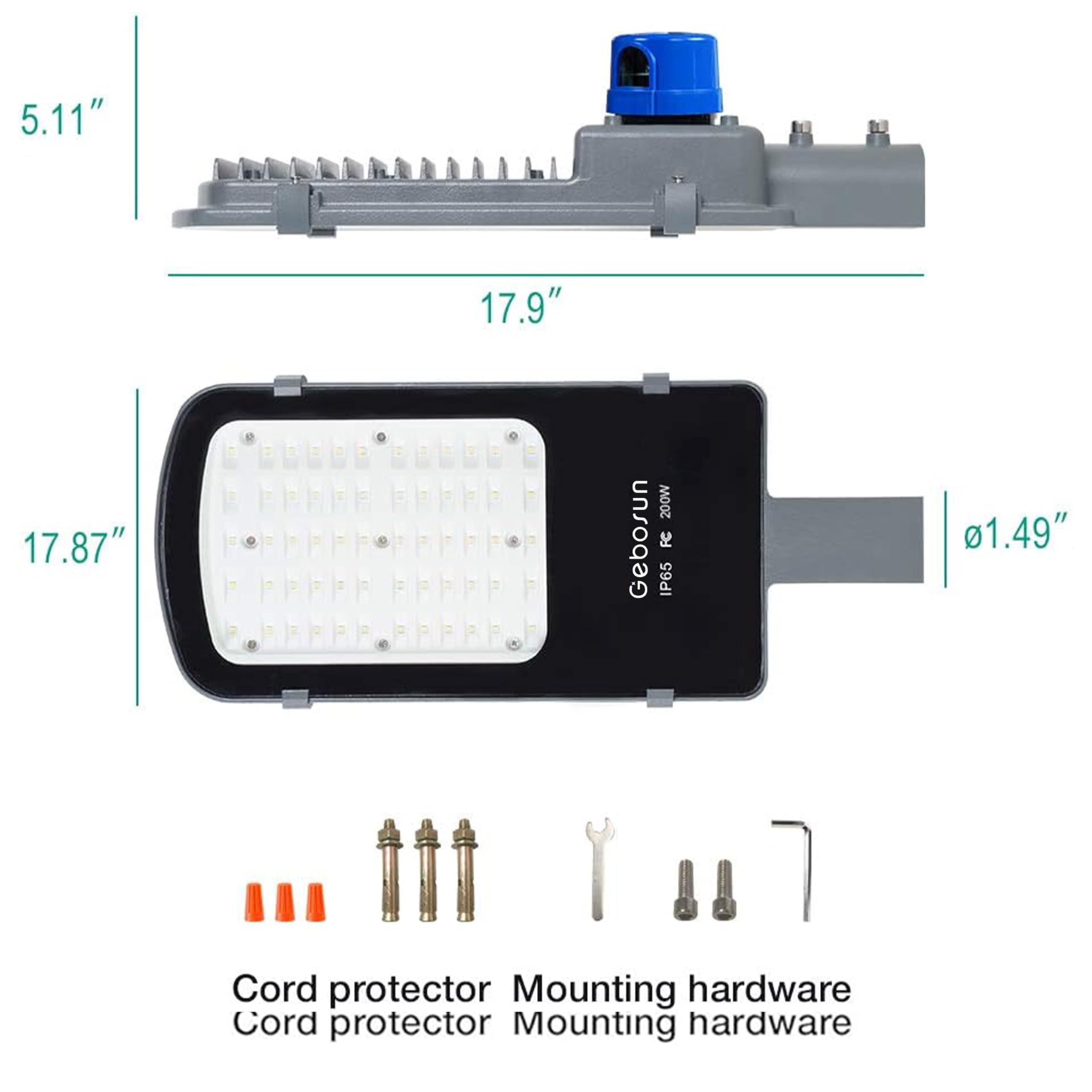 Gebosun Gebosun 35W AC Powered Street Light & Flood Light, with Optic Sensor, Dusk to Dawn, 5,400 Lumen, 6,000K, IP65 Waterproof, Wall-Mounted & Pole-Mounted