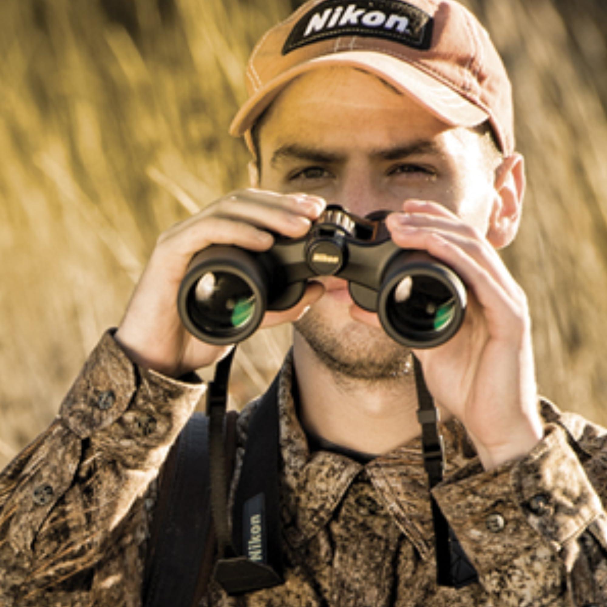 Nikon Nikon PROSTAFF 10x25 (7485) Black Binoculars Bundle with Lens Pen and Cleaning Cloth, Compact Binoculars for Adults for Hunting, Bird Watching, and Hiking Essentials, Waterproof All-Terrain