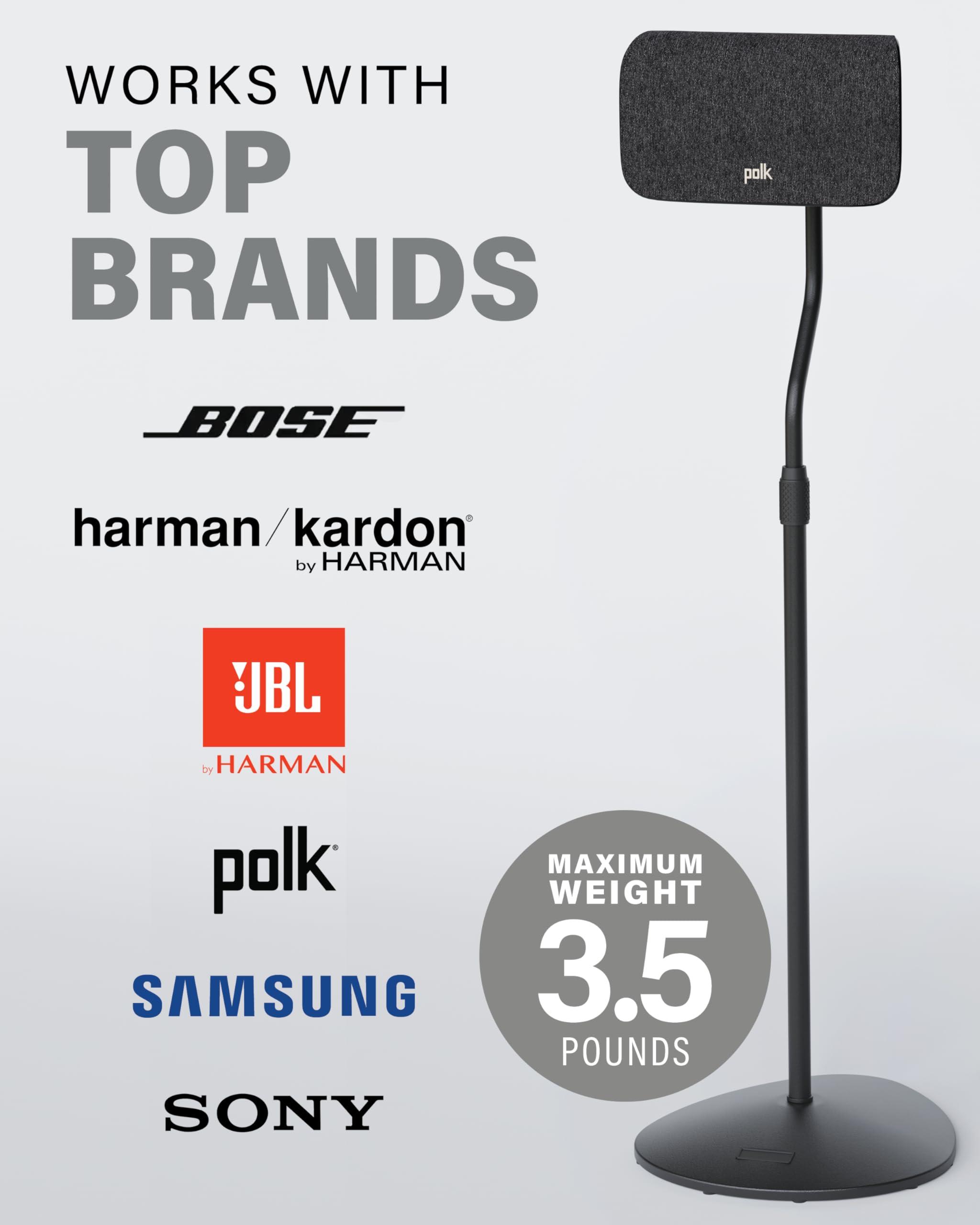 Sanus SANUS Speaker Stands Pair - Adjustable Height Speaker Stands for Satellite & Bookshelf Speakers up to 3.5lbs - Tool-Free Adjustment & Easy DIY Assembly