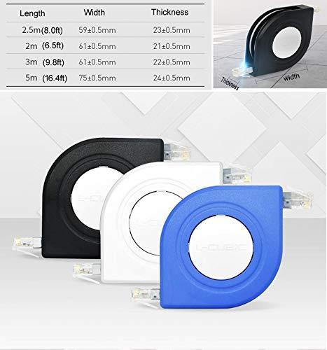 Supdriver Retractable Ethernet Cables Cat6 Flat LAN Network Cable 10Gbps LAN Internet Cable Flat Ethernet Cord 16.4ft 5m with Silver Cover for Laptop Router Computer