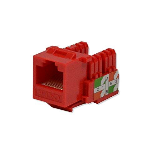 LOGICO LOGICO 10 Pack Cat6 Keystone Jacks Red with Dust Cap – 22-26 AWG PCB Female RJ45 Connectors for Network Ethernet Wall Jack Insert | Cat 6 110 Punch Down Block Socket 8-Port, 8-Connector (8P8C)