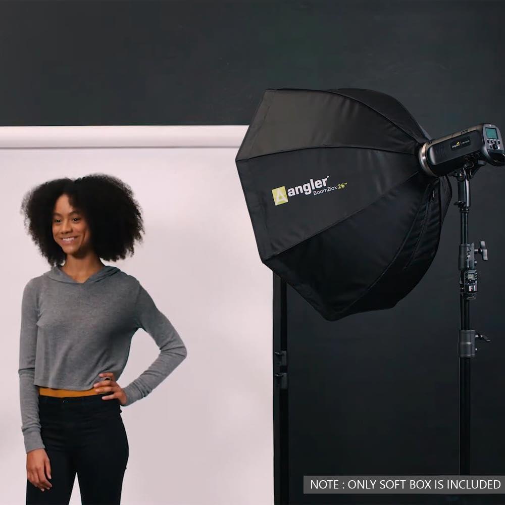 Angler Angler Boombox Octagonal Softbox (26") with Bowens Mount Premium Silver Interior, Removable Diffuser, Collapsible Perfect for Monolights, Strobes, LED Lights, for Professional Studio Photography