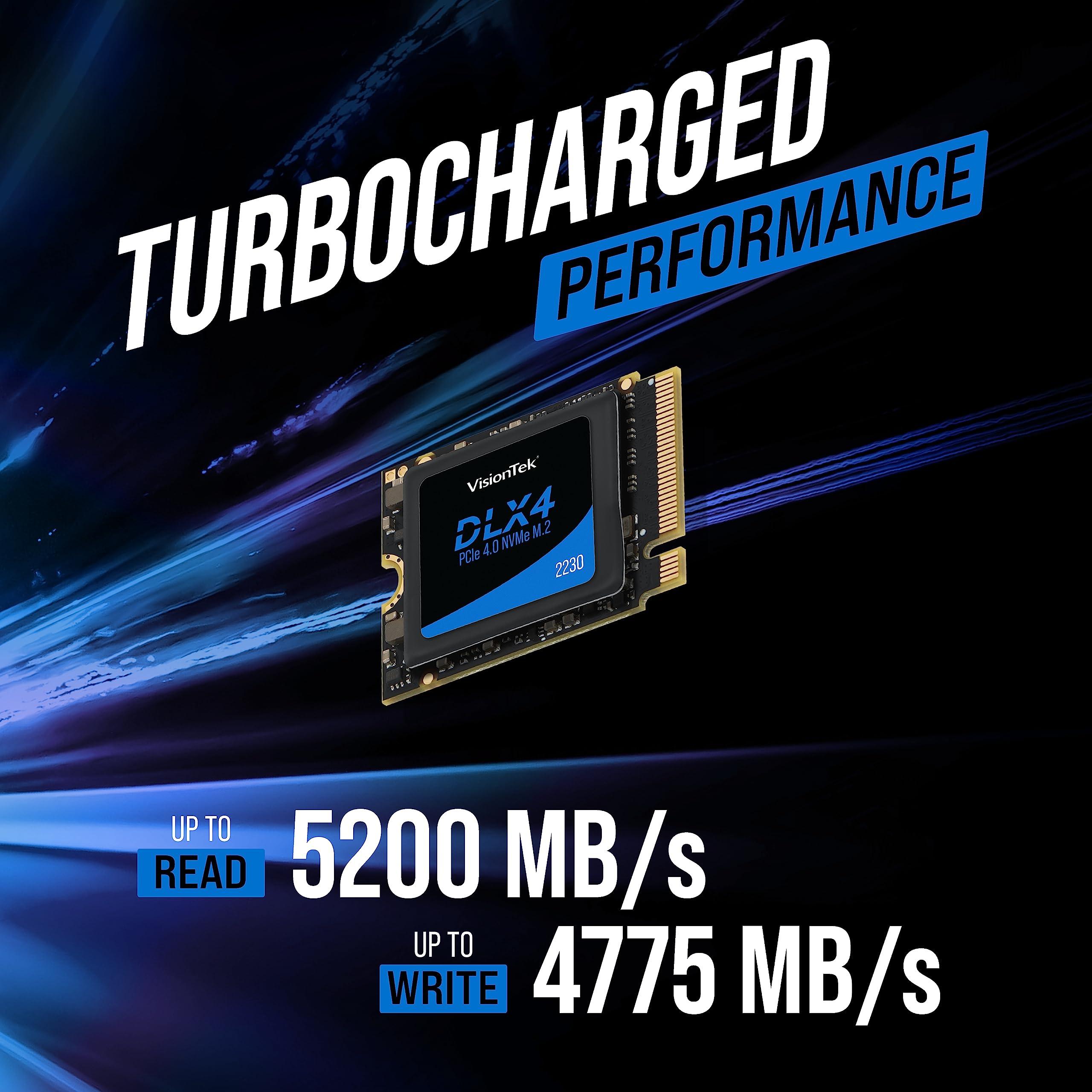 VisionTek VisionTek 2230 DLX4 M.2 SSD - 2TB - PCIe Gen 4.0 x4 NVMe - 5200MB/s Read, 4775MB/s Write Laptops, Handheld Gaming PCs, NUC