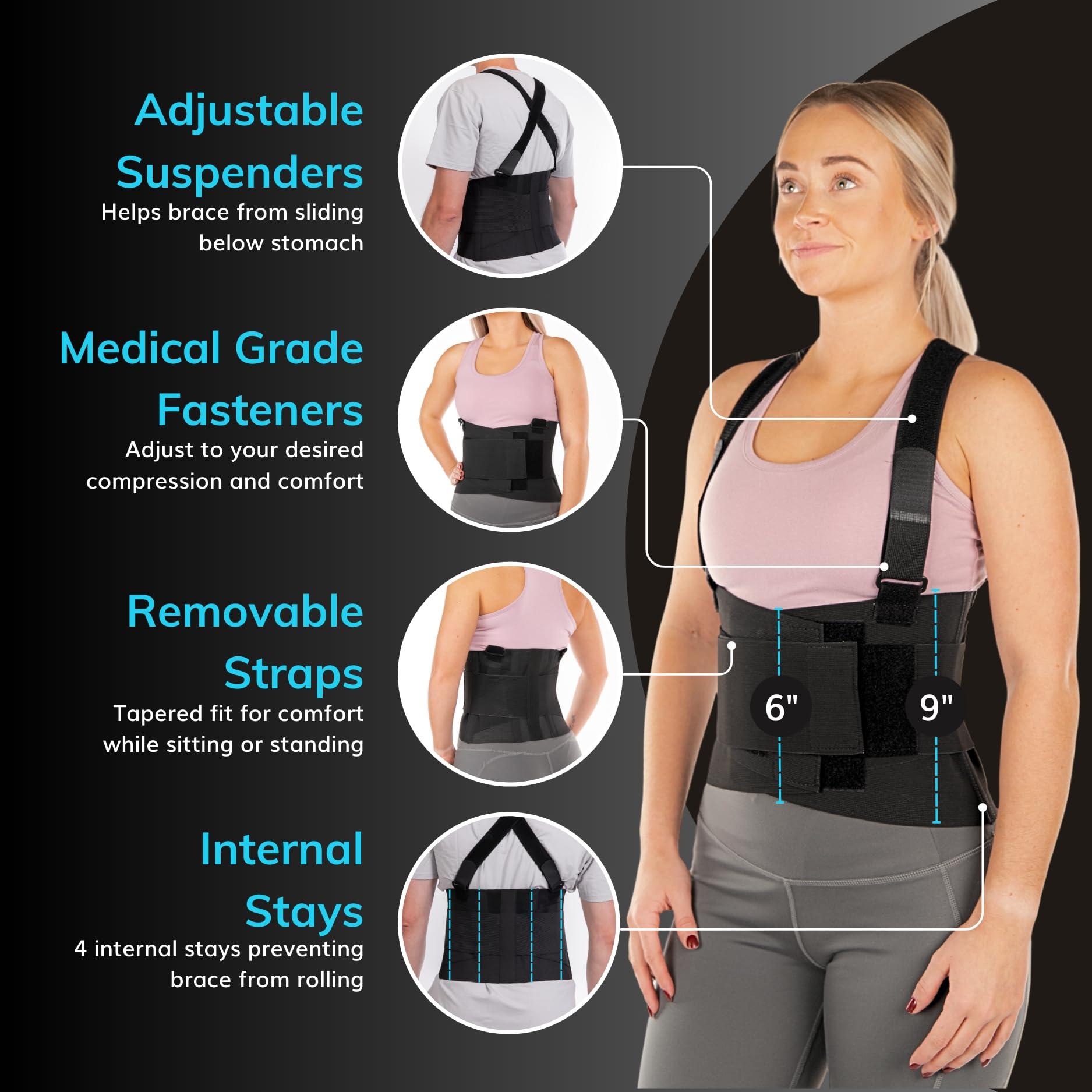 BraceAbility BraceAbility Work Back Brace - Removable Suspender Shoulder Straps for Heavy Lifting Safety - Industrial Lower Back Pain Protection Belt for Men and Women in Construction, Mover, Warehouse Jobs (4XL)