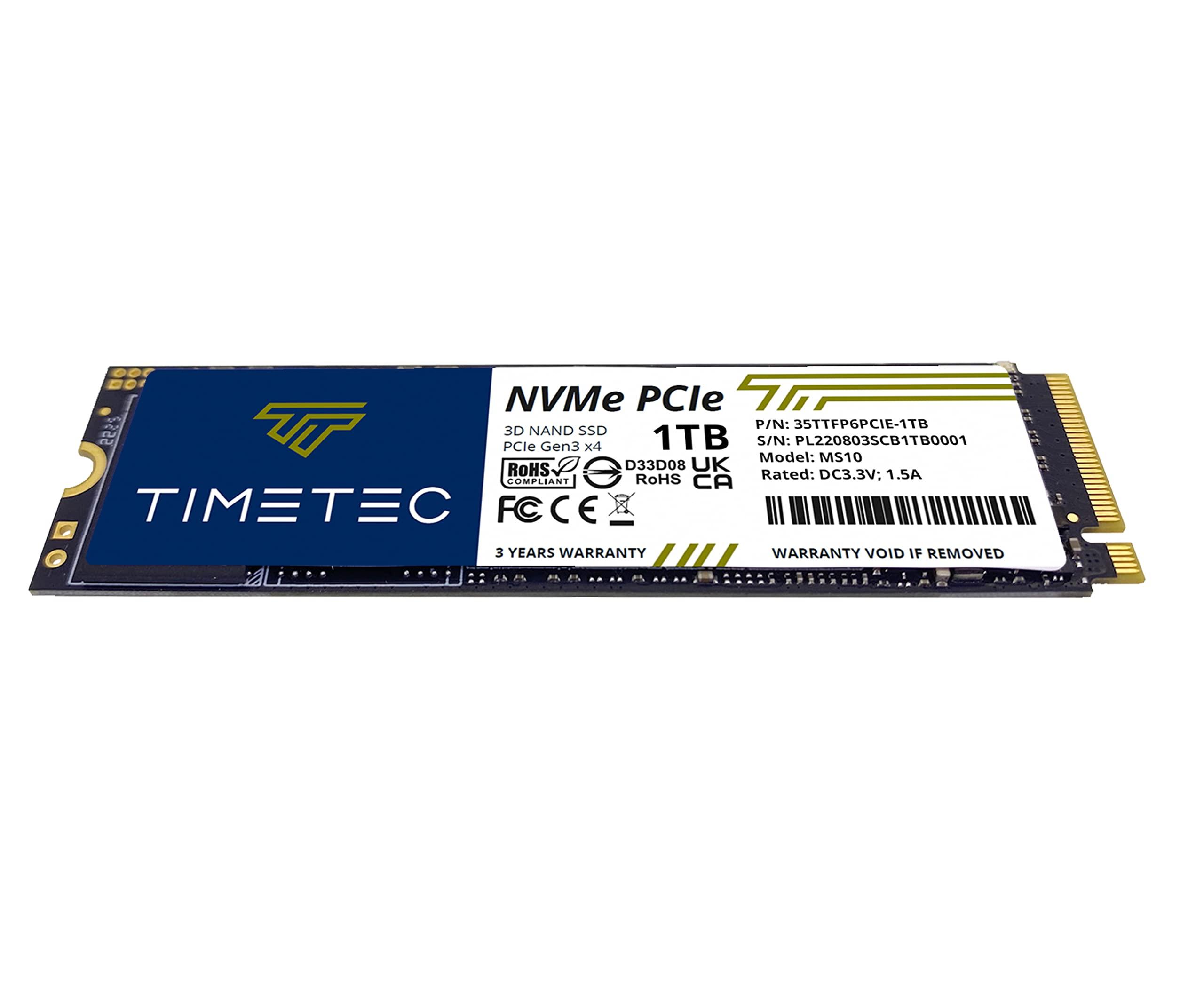 Timetec Timetec 1TB SSD NVMe PCIe Gen3x4 8Gb/s M.2 2280 3D NAND High Performance SLC Cache Read/Write Speed Up to 2,000/1,600 MB/s Internal Solid State Drive for PC Laptop and Desktop (1TB)