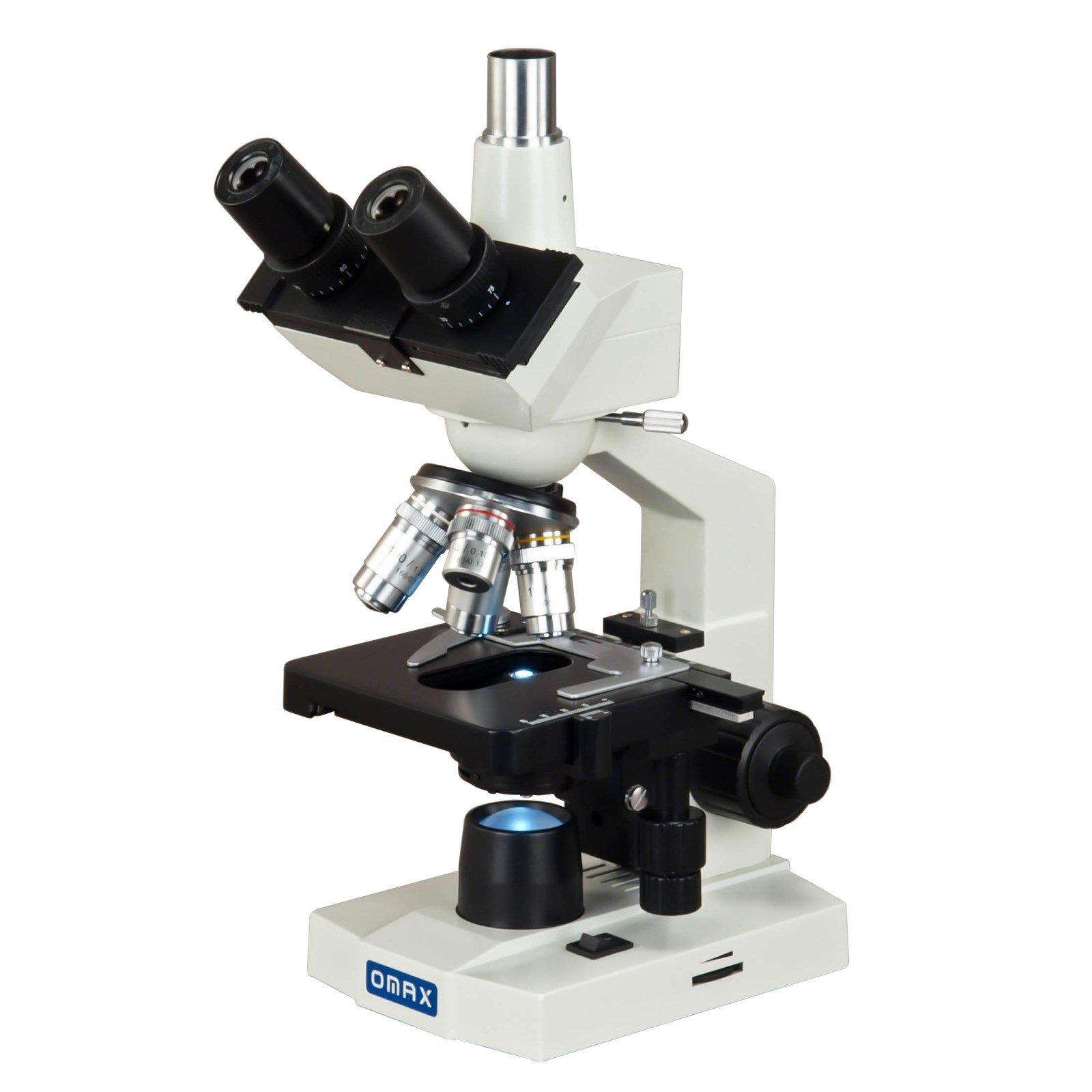 OMAX OMAX 40X-2500X LED Lab Trinocular Microscope + Slide Preparation Kit + Blank Slides + Covers + Lens Paper