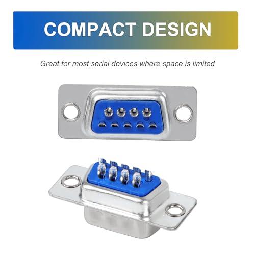 uxcell uxcell PC Accessories 25 Pcs DB9 Male Connector Dual Rows 9 Pin D-Sub Connector Solder Type Adapter Connectors