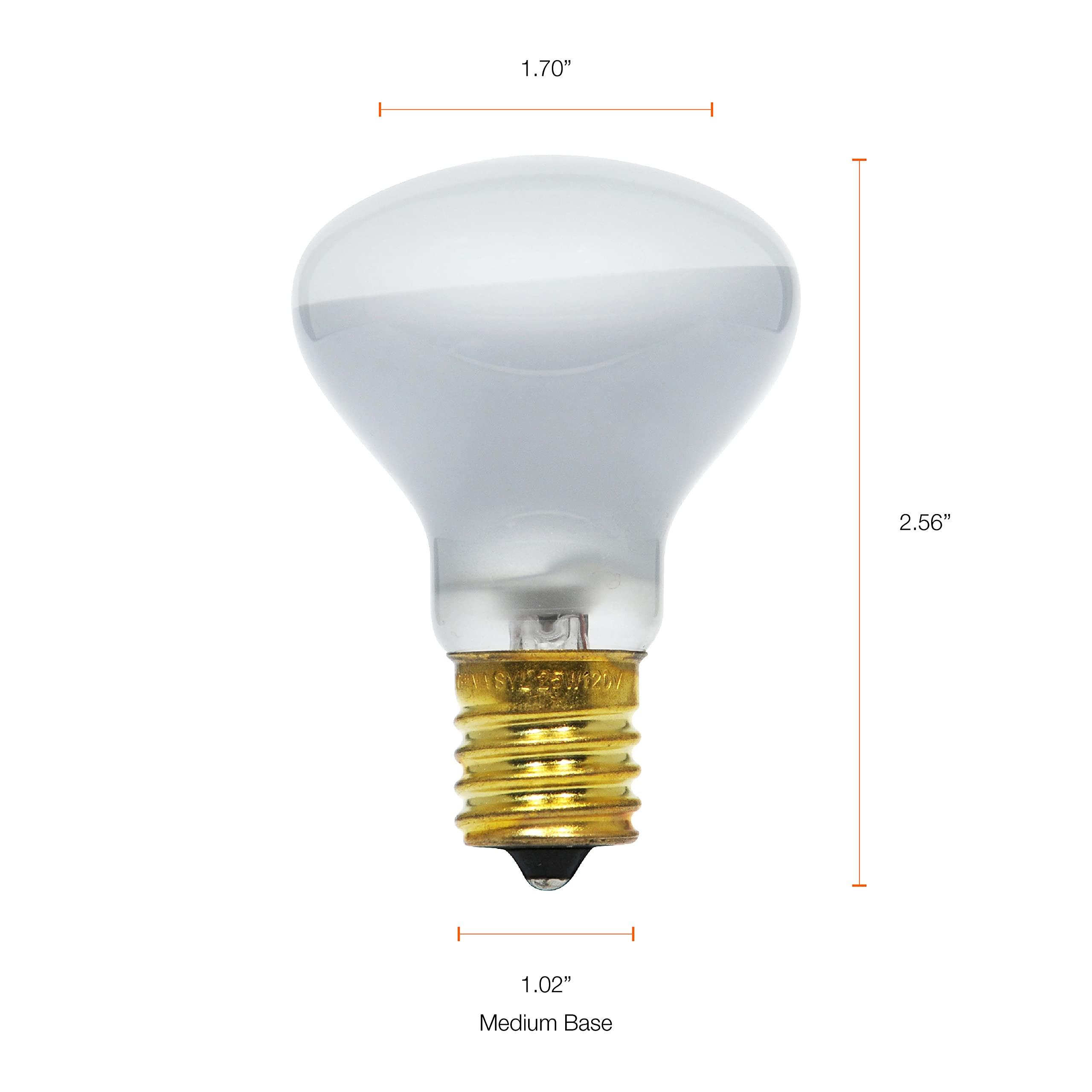 LEDVANCE SYLVANIA Mini-Floodnight Incandescent Bulb, 25W R14, Intermediate Base, Reflector, 130 Lumens, 2850K, 120V, Frosted - 1 Pack (14784), Warm White