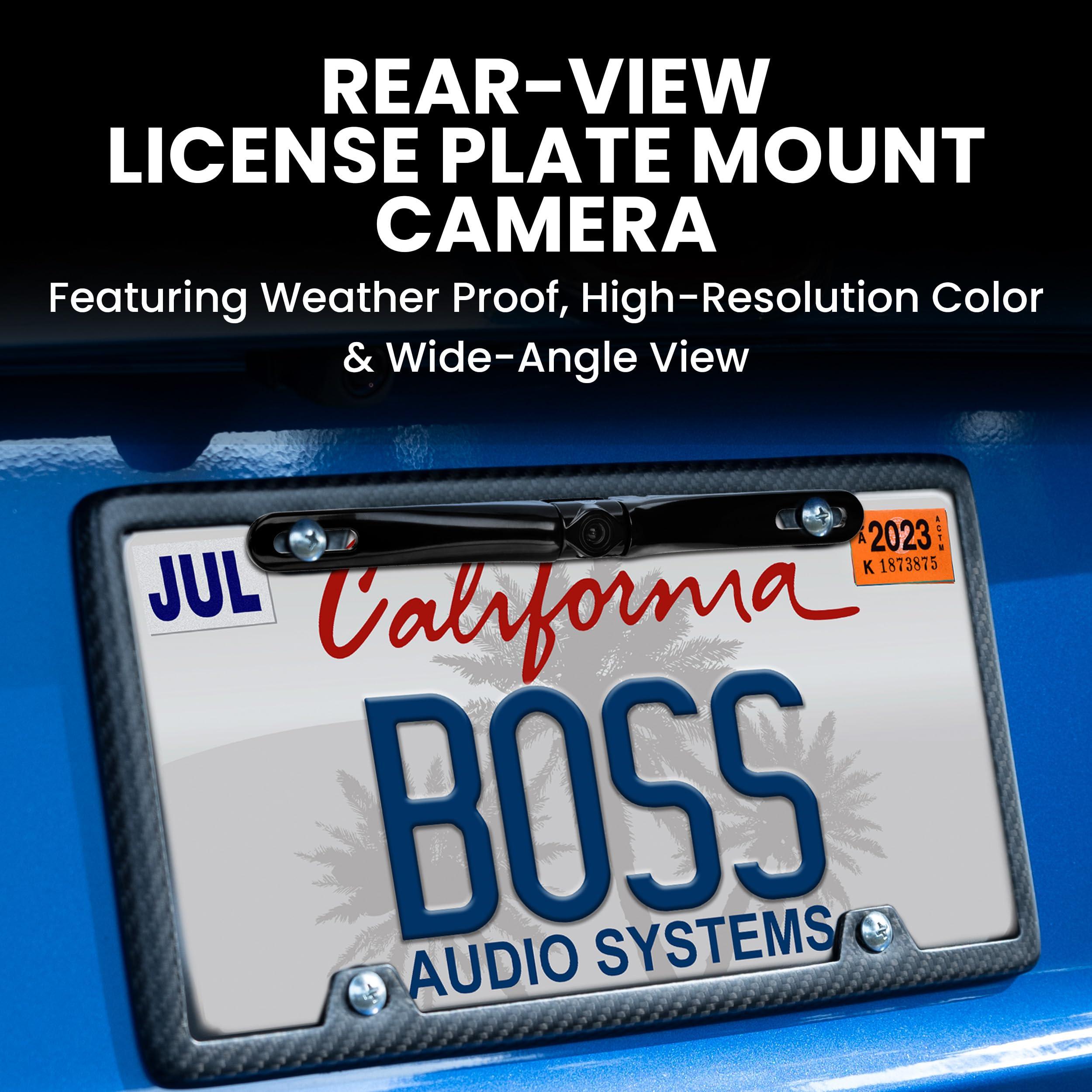 BOSS Audio Systems BOSS Audio Systems LPCB36 Car Truck Rearview Backup Reverse Camera - License Plate Mount, 170 Wide Angle Rear View Cam, Low Light Friendly
