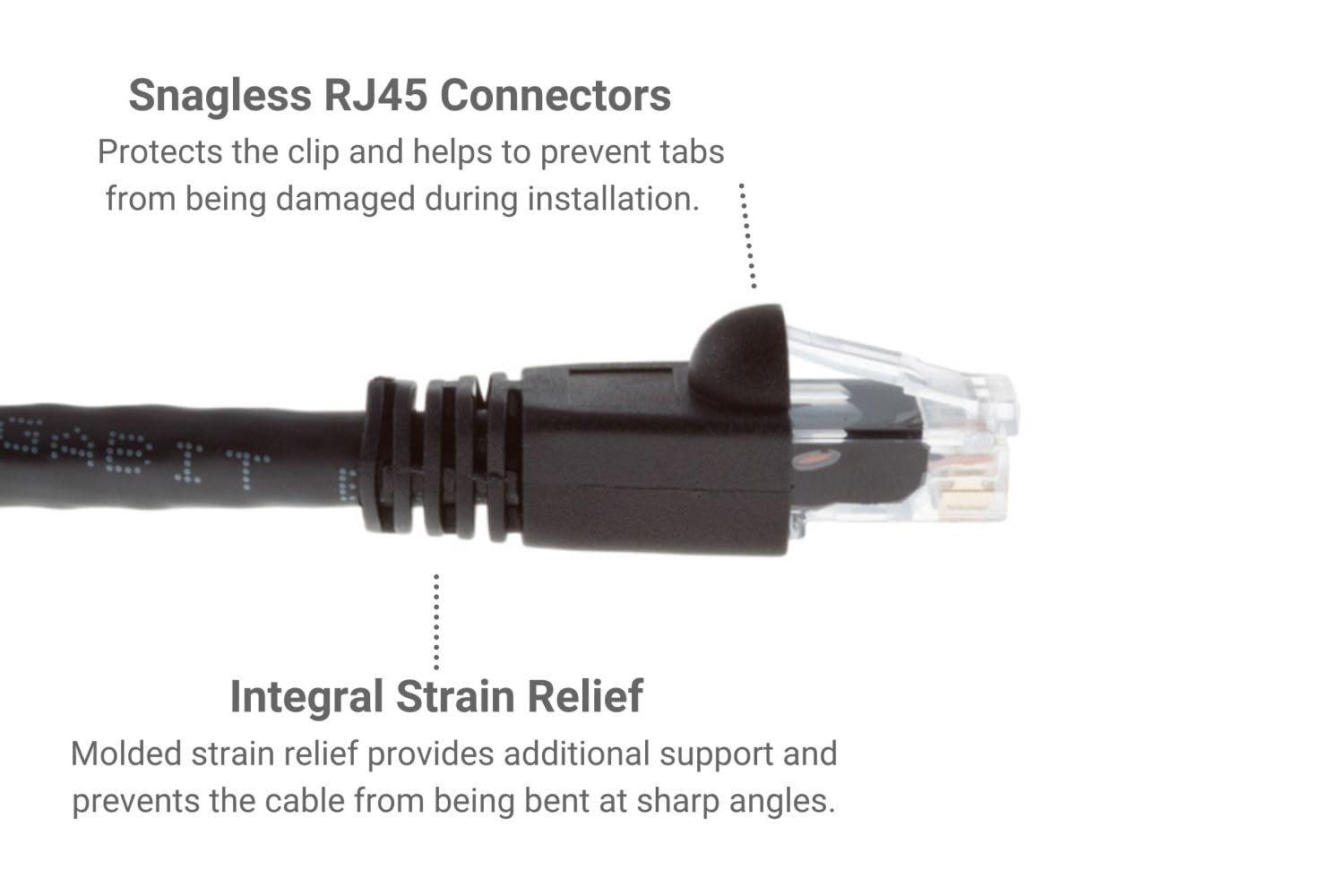 CablesAndKits CablesAndKits - Cat6a Ethernet Cable, Booted, Jacket: PVC (CM), 25 ft, Black, Pure Copper, RJ45 Computer & Networking Patch Cord