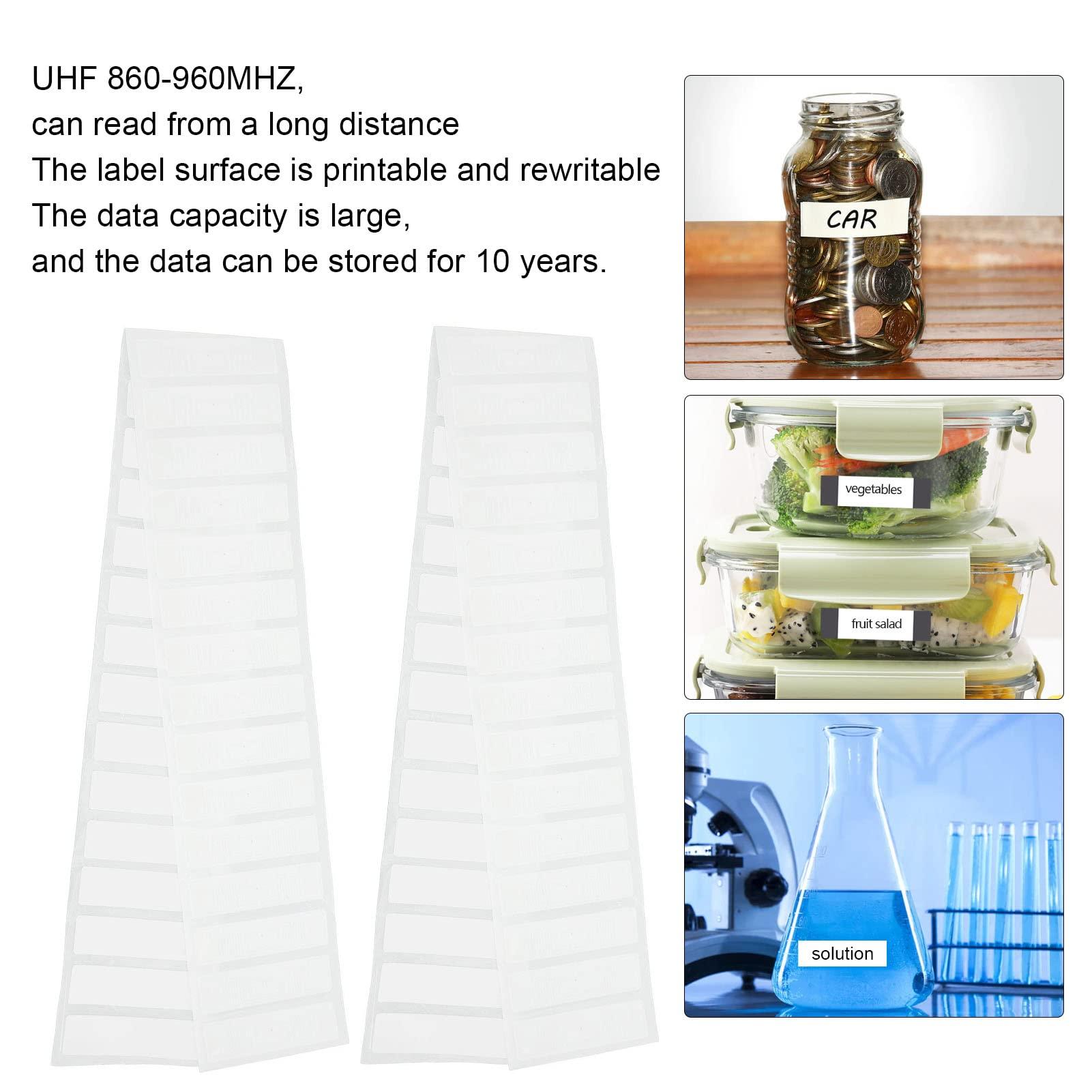 Cyrank 100PCS UHF RFID Tag, 73x20mm RFID Stickers 860-960MHz Adhesive Inlay Markable Lable for Windshield, Tracking Window and Asset Inventory