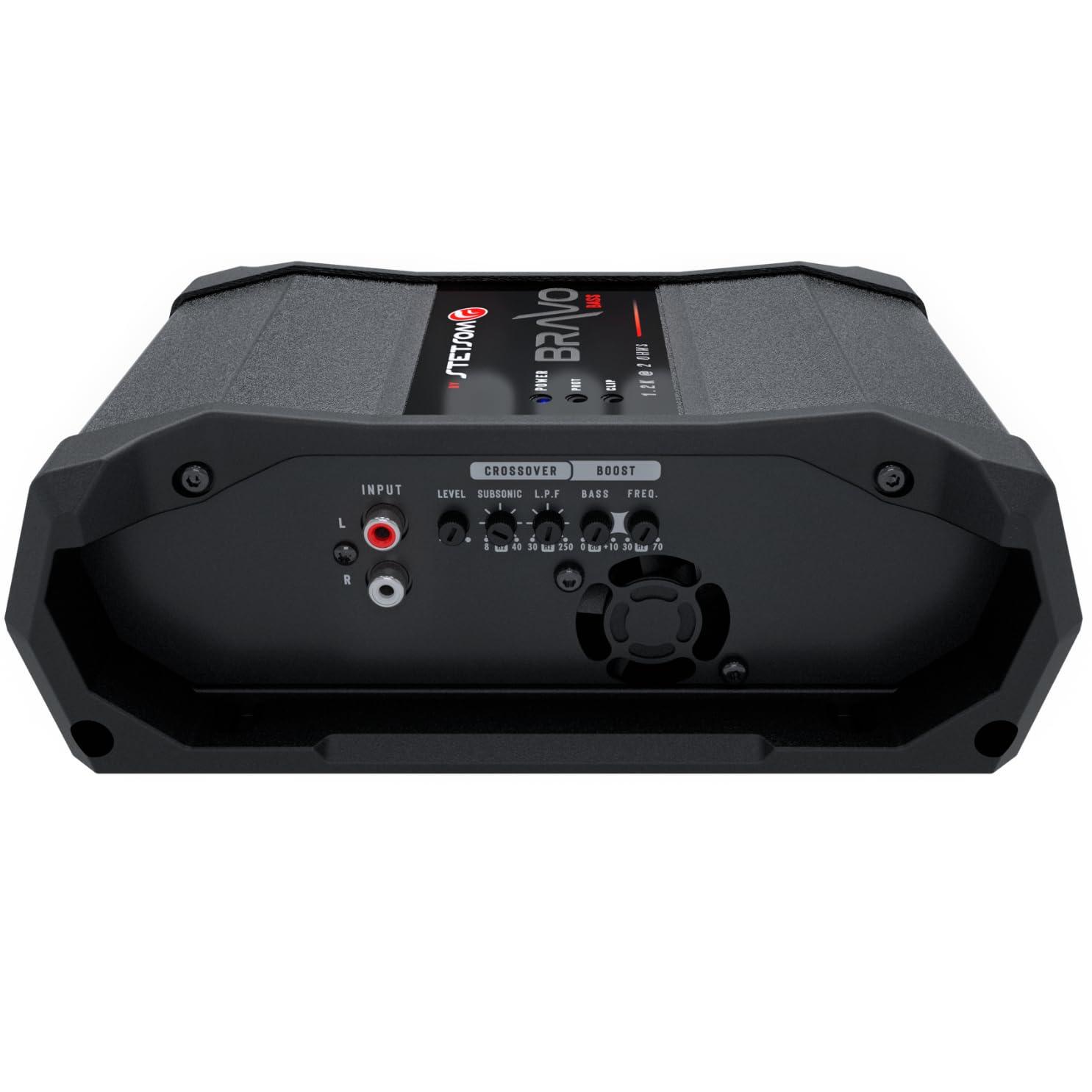 Stetsom Stetsom Bravo BASS 1200 2 Ohm - Mono Car Amplifier, 1200.1 1.2K Watts RMS, 2 Stable Car Audio, Monoblock, HD Sound Quality, Crossover & Bass Boost, Car Stereo Speaker Subwoofer MD, Smart Coolers