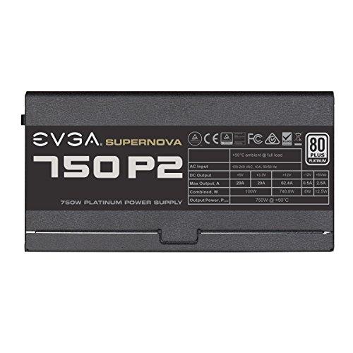 EVGA EVGA SuperNOVA 750 P2, 80+ PLATINUM 750W , Fully Modular , EVGA ECO Mode, 10 Year Warranty , Includes FREE Power On Self Tester, Power Supply 220-P2-0750-X1,Black