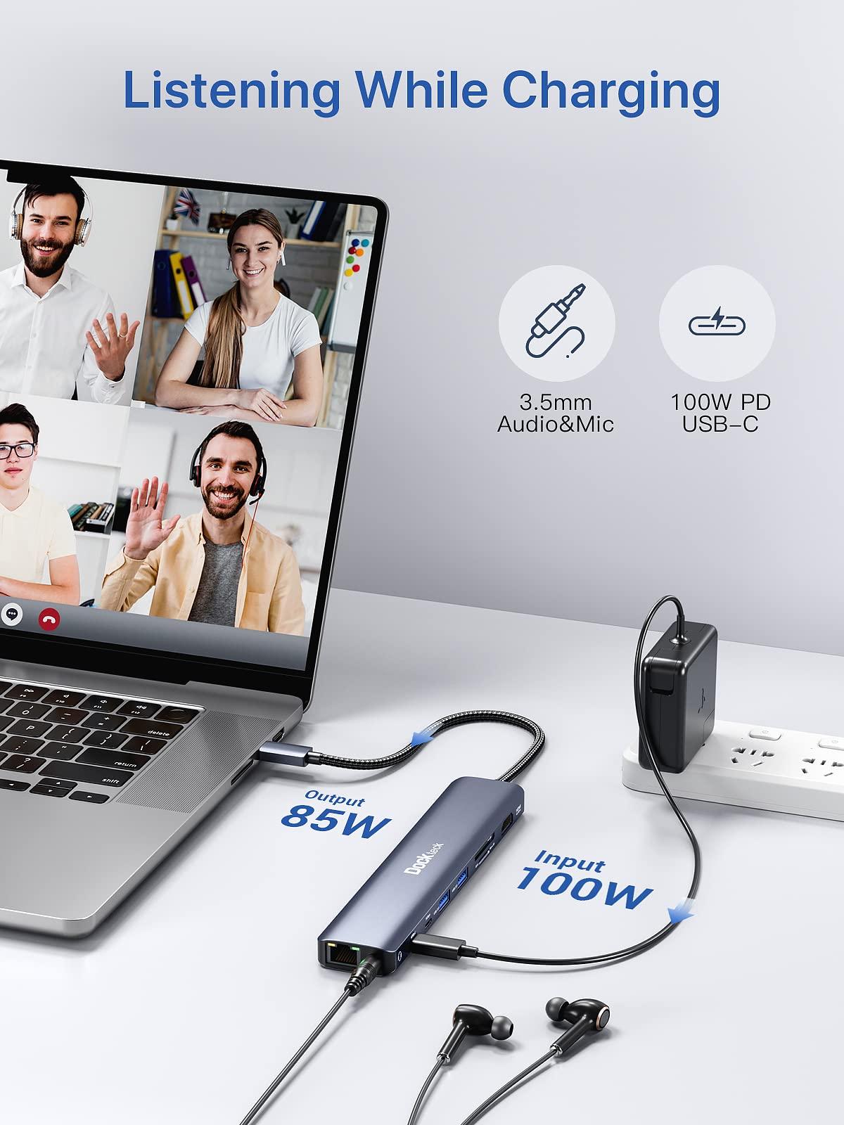dockteck 9 in 1 USB C Hub Bundle with USB C to USB A Cable 5FT