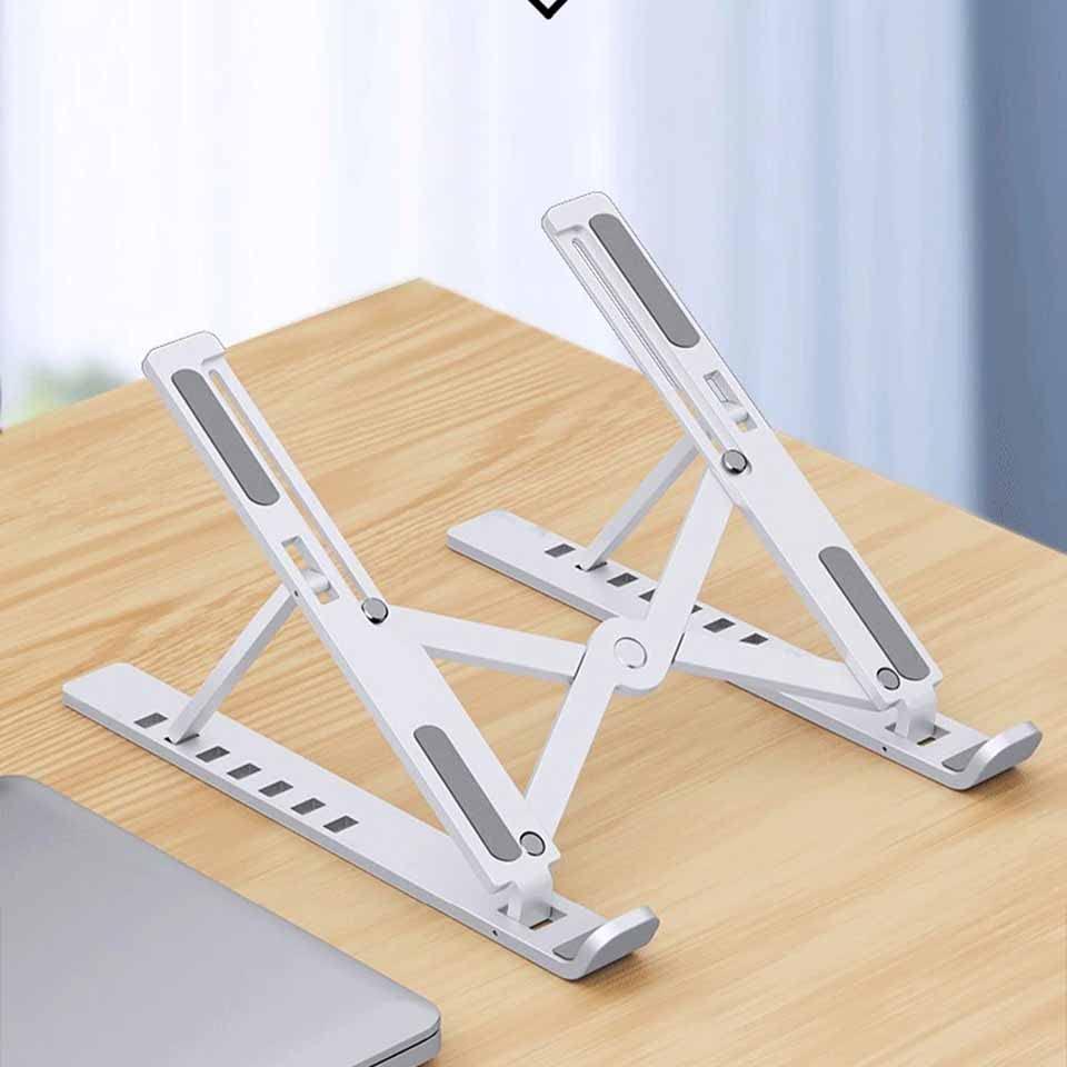 TranLong Portable Laptop Stand, Universal Portable Laptop Stand Adjustable ABS or Aluminum Desktop Stand for MacBook Air Pro Tablet Laptop Holder (Silver)
