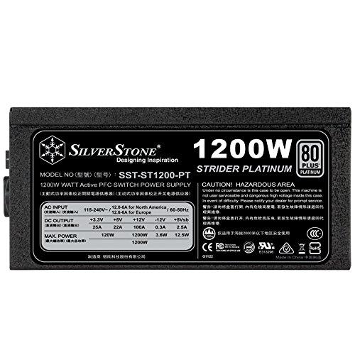 SilverStone Technology SilverStone Technology ST1200-PT 80 Plus Platinum 1200W Fully Modular ATX/PS2 Power Supply SST-ST1200-PT-X Black