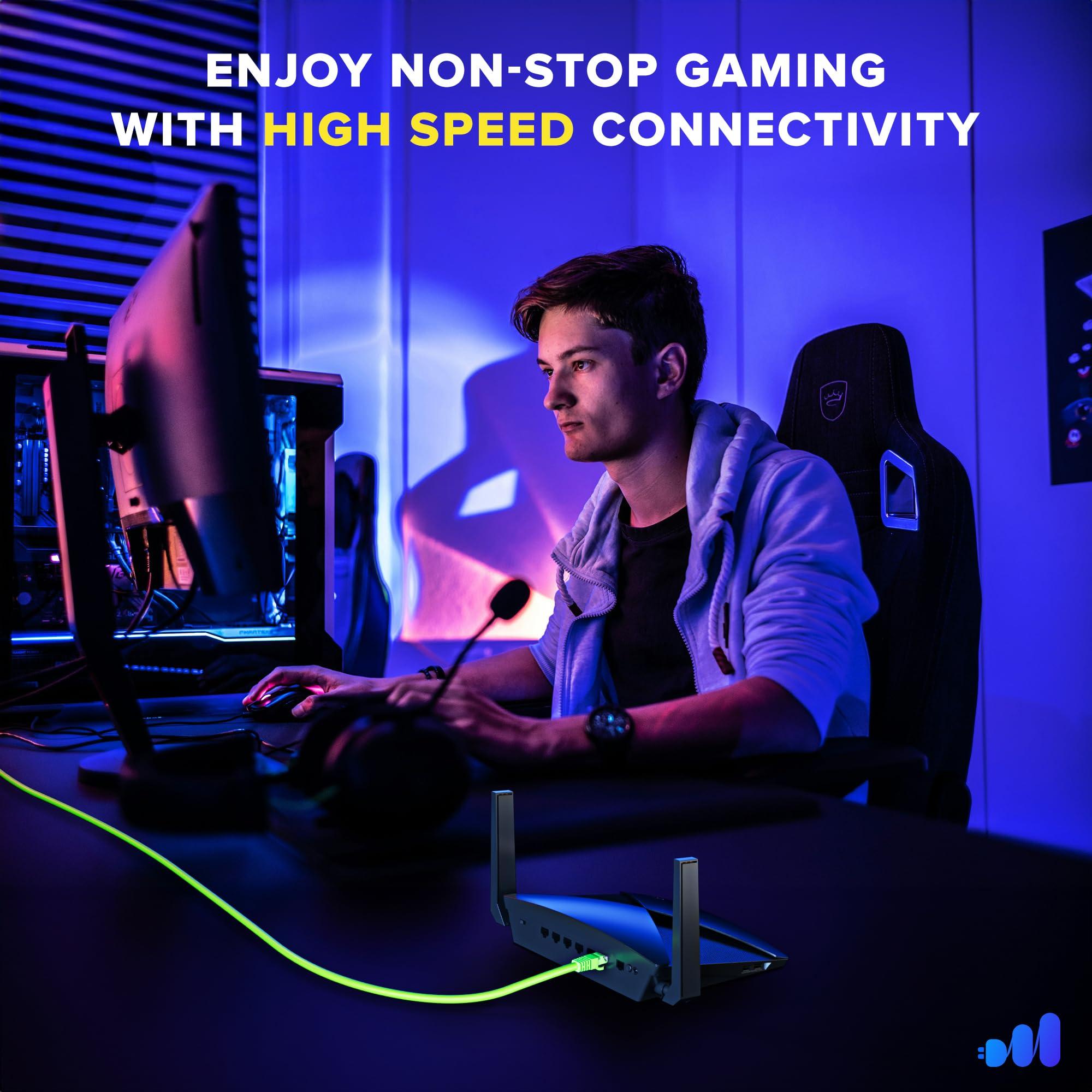 Maximm Maximm Cat 6 Ethernet Cable 40 ft (2-Pack) - High-Speed LAN Cable, Internet Cable, Patch Cable, and Network Cable - UTP, 10Gbps, 550MHz Cat6 Cable - Green