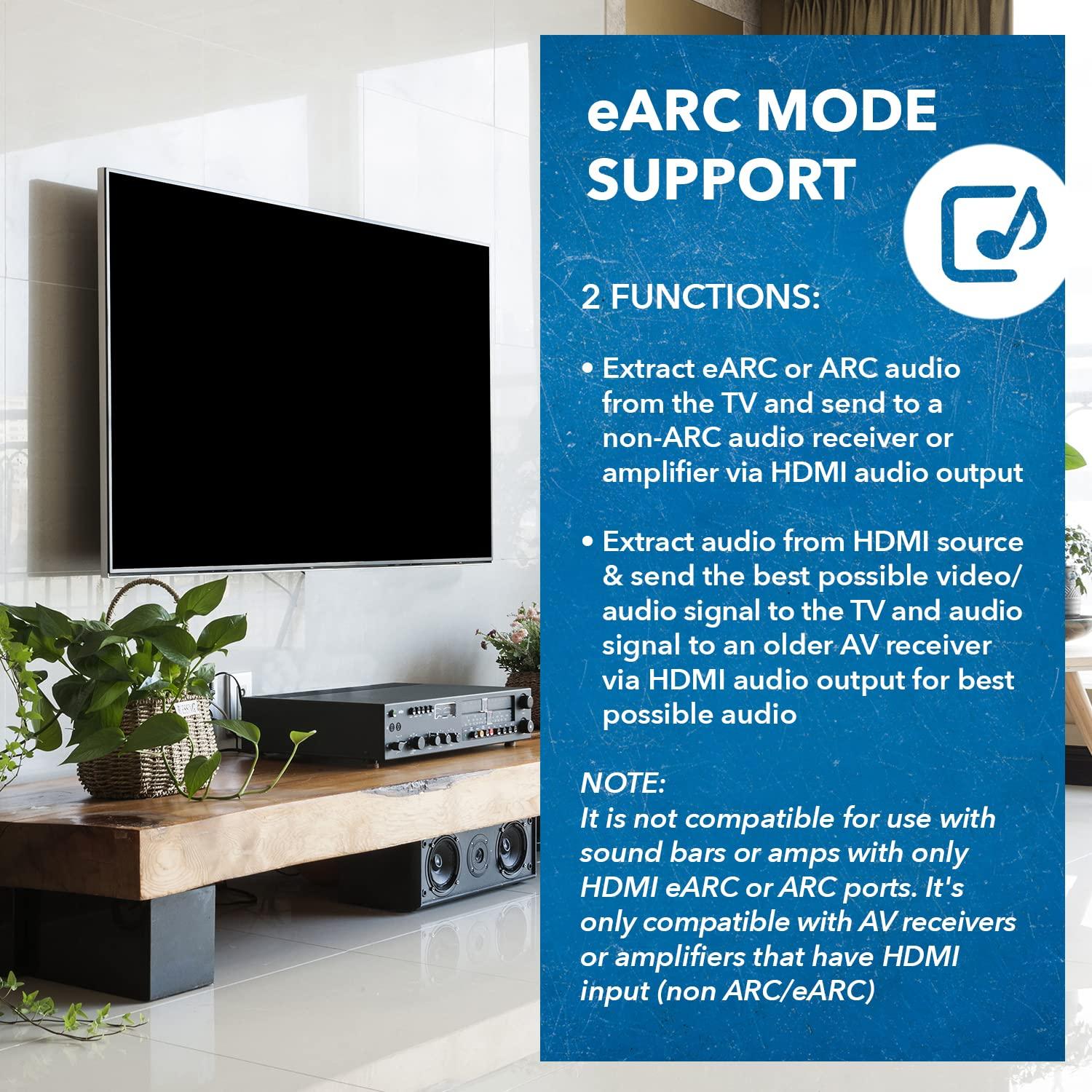 OREI OREI eARC 4K 60Hz Audio Extractor Converter 18G HDMI 2.0 ARC Support - HDCP 2.2 - Dolby Digital/DTS Passthrough CEC, HDR, Dolby Vision Supported (HDA-927)