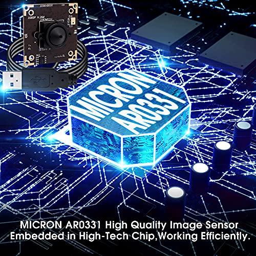 ELP ELP USB Camera WDR H.264 3megapixel 1536p Camera Module for Computer,3mp AR0331 Camera Module with Microphone Mini UVC USB2.0 Webcam Board,WDR 100db 3.7mm Pinhole Hidden USB Camera Module for Most OS