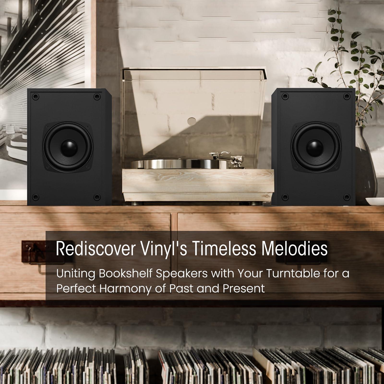 BESTISAN BESTISAN Active Bookshelf Speakers for Record Player, Powered Studio Turntable Speakers, for TV, PC and Wireless Music Streaming Featuring Bluetooth and RCA (SR16)