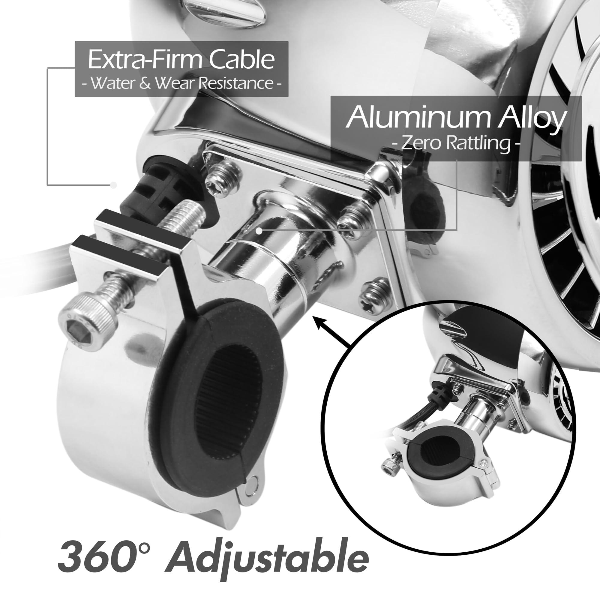 GoHawk GoHawk AS5-X Gen.3 All-in-One 600W Built-in Amplifier 5\" Full Range Waterproof Bluetooth Motorcycle Stereo Speakers Audio Amp System, 1 to 1-1/4\" Ape-Hanger Handlebar Harley Custom Touring Cruiser