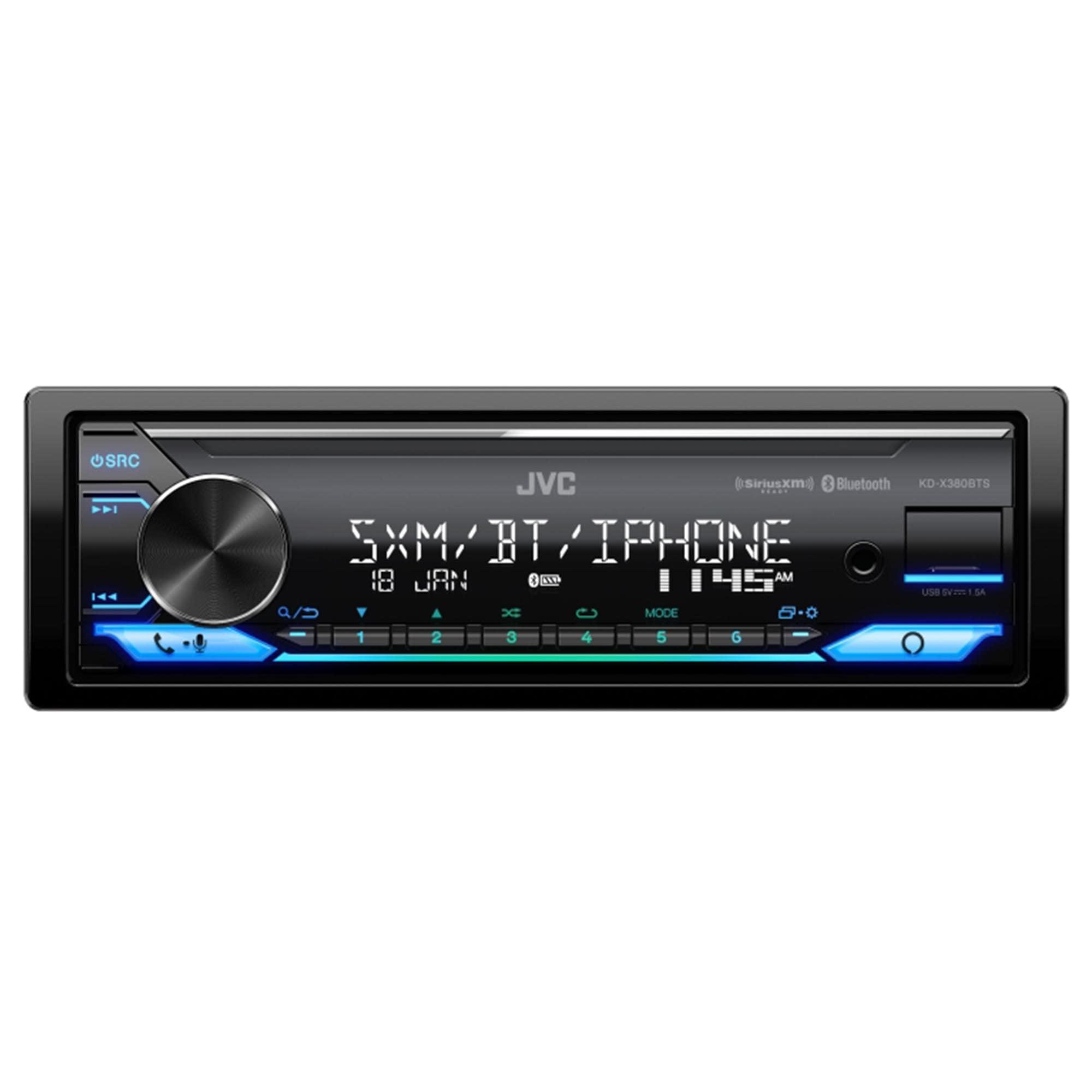 JVC JVC KD-X380BTS Digital Media Receiver Featuring Bluetooth / USB/SiriusXM/Amazon Alexa / 13-Band EQ/Variable-Color Illumination/JVC Remote App Compatibility with 1 Pair JVC CS-DF620 6.5" Coax