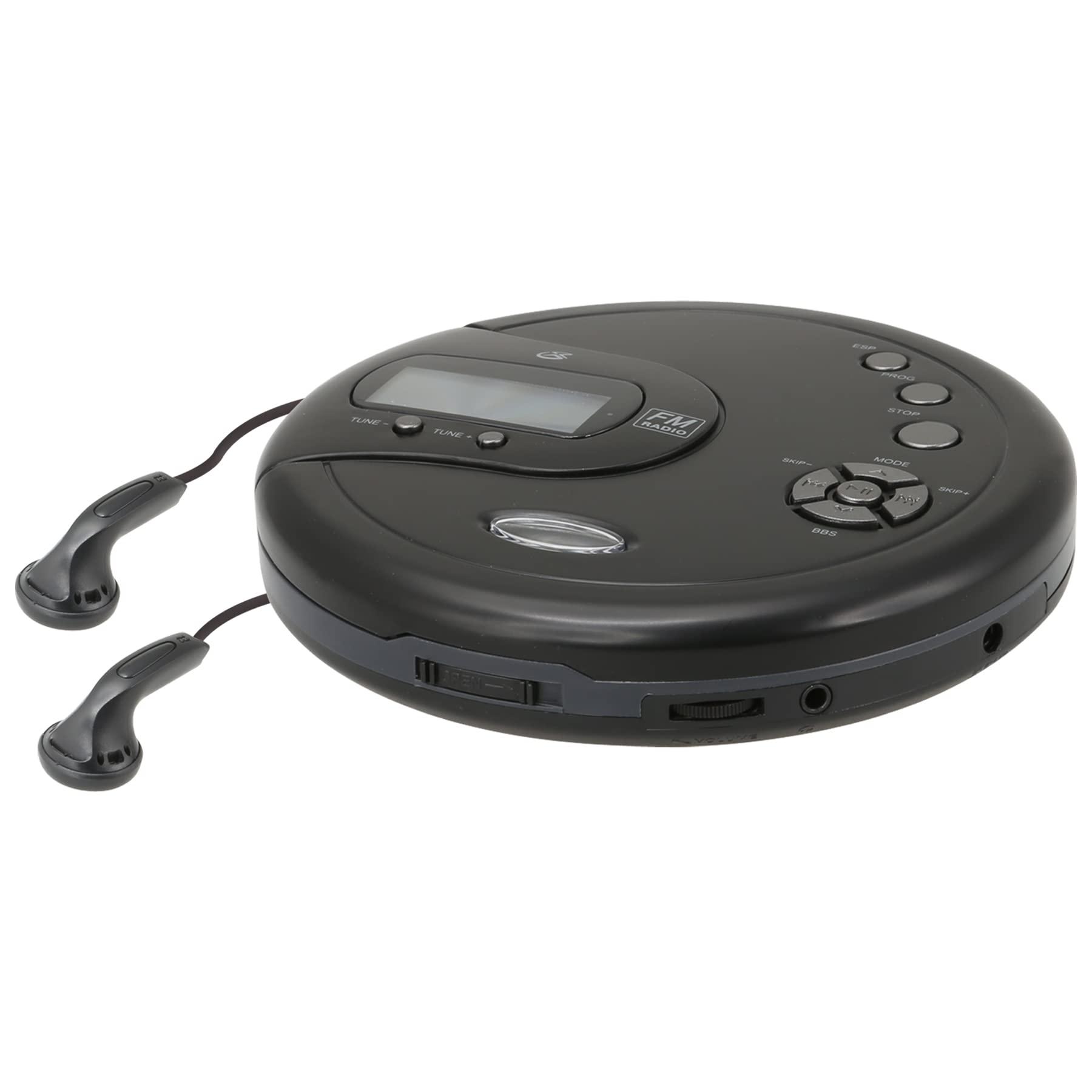 GPX GPX PC332B Portable CD Player with Anti-Skip Protection, FM Radio and Stereo Earbuds - Black