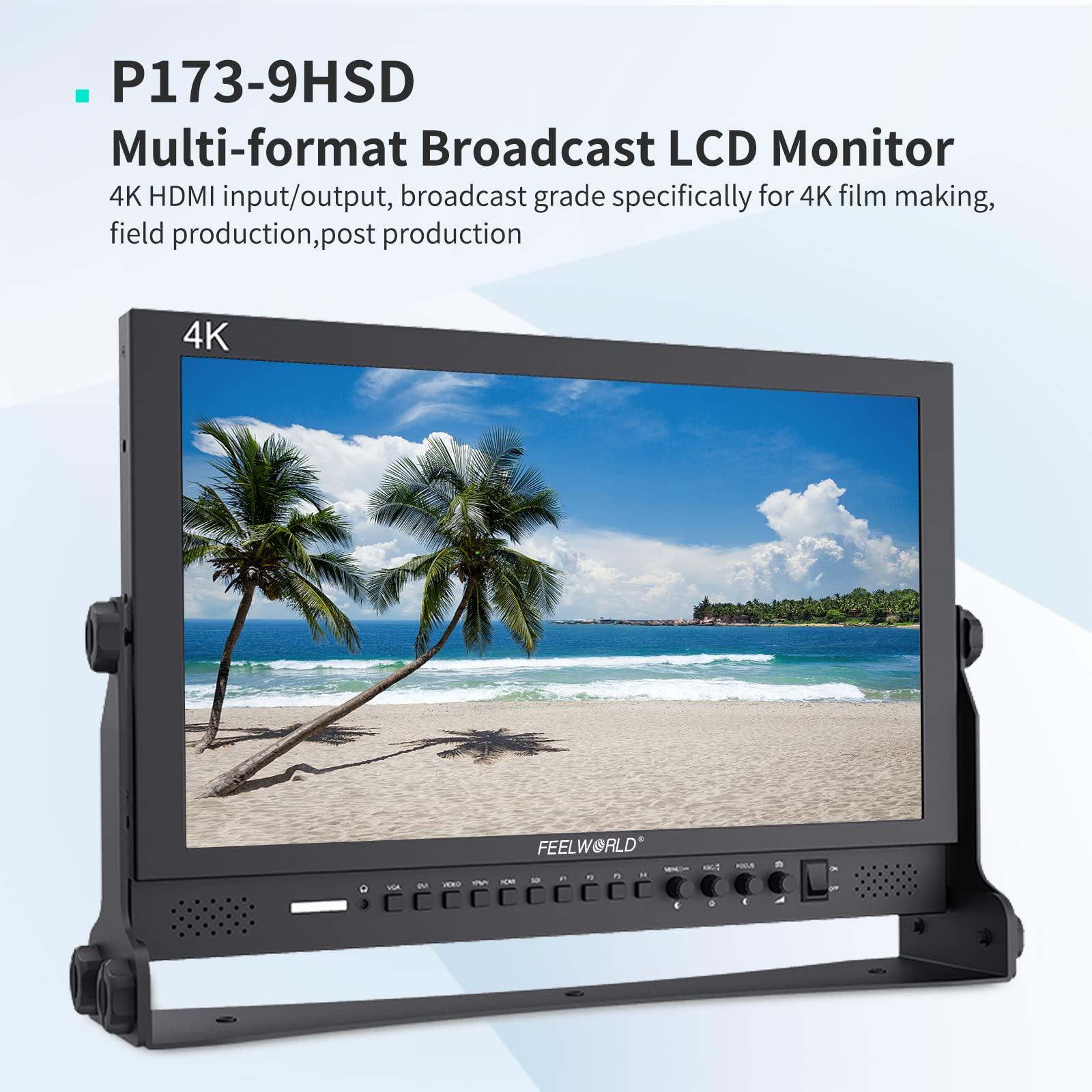 FEELWORLD FEELWORLD P173-9HSD 17.3 Inch Design 1920x1080 Desktop Monitor for Broadcast LCD Monitoring with 3G SDI HDMI YPbPr Input Output