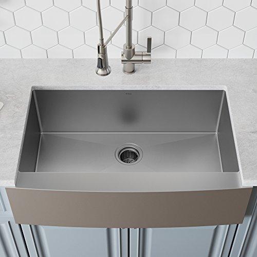 Kraus Kraus KHF200-33 Standart PRO Stainless Steel Sink 33 inch Farmhouse Apron Single Bowl 16 gauge