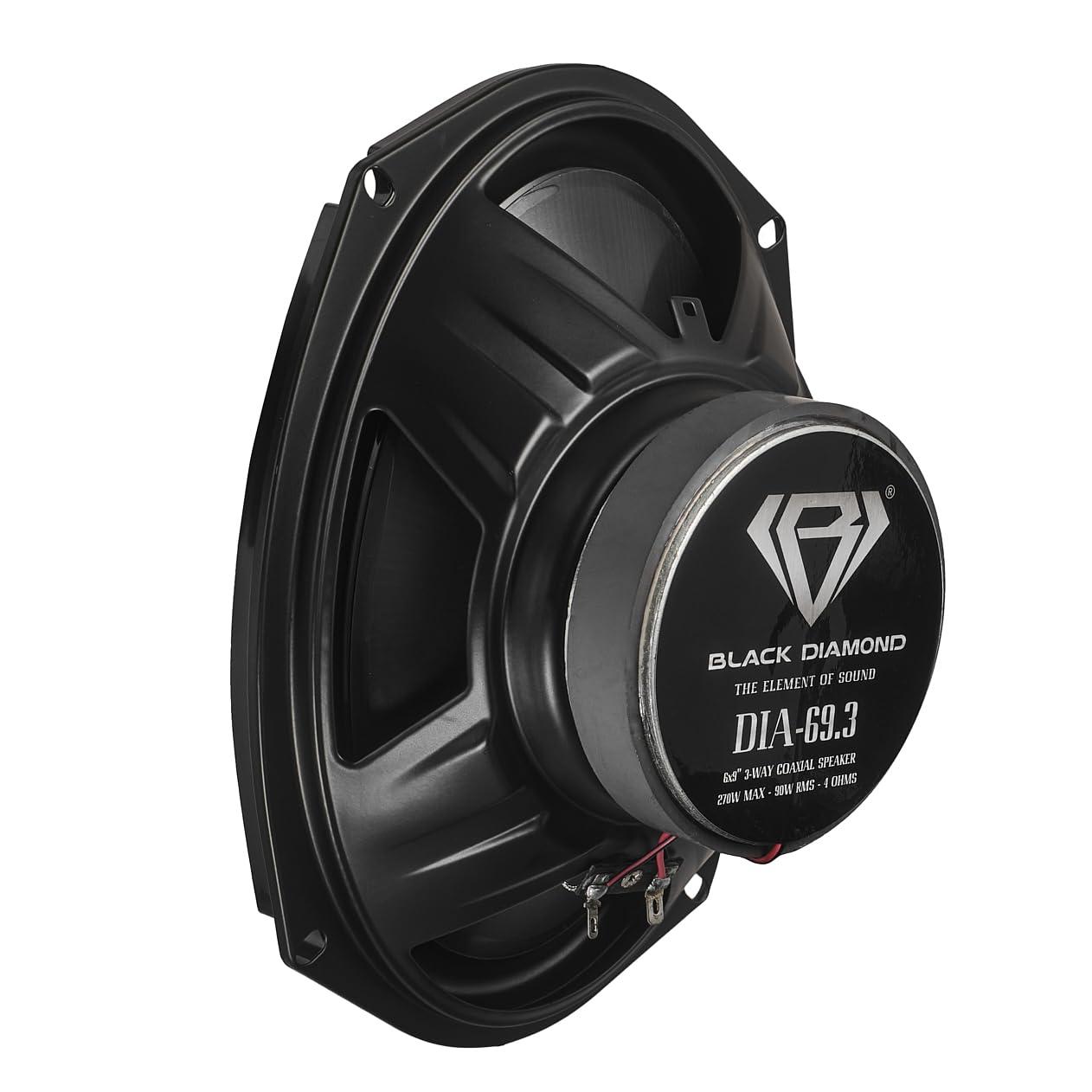 BLACK DIAMOND BLACK DIAMOND DIA-69.3 6 x 9 Coaxial Car Speakers 3 -Way 270 Watts 4-Ohm Car Audio Stereo System 6x9 Speakers - Removable Grill Included (Sold in Pairs)