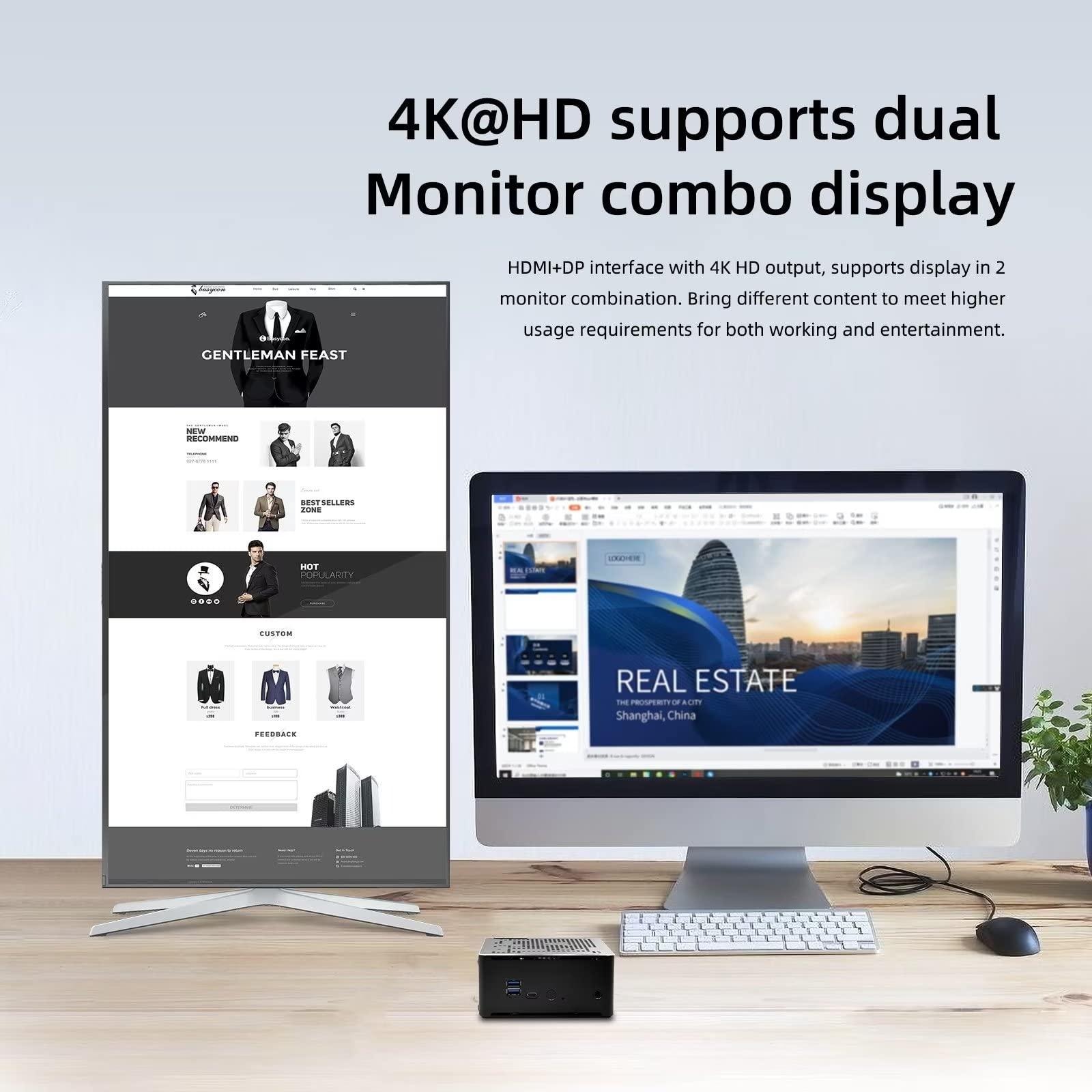 VENOEN 10th Fan Mini PC Core i7 10750H, Windows 11, 16GB DDR4 RAM 1TB SSD, 4K 60HZ, HD2.0, DP, Type C, i219 RJ45 LAN, WiFi 9260AC, BT5.0, 19V Small Computer, VESA Mount, DIN Rail Mount, Wake on Power