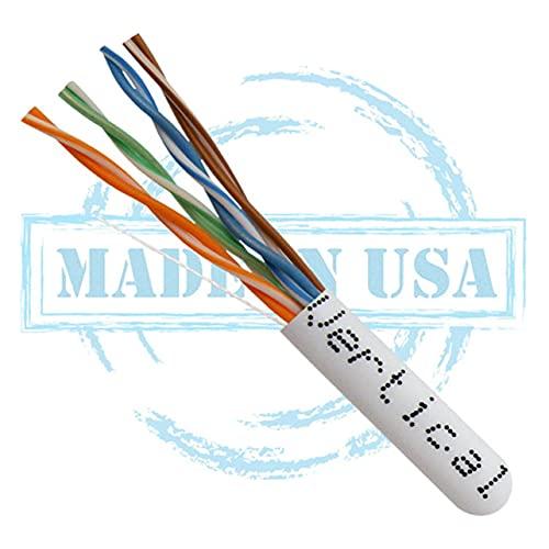 VC VERTICAL CABLE Vertical Cable CAT6, 550 MHz, UTP, 23AWG, 8C Solid Bare Copper, Plenum, 1000ft, Bulk Ethernet Cable - Made in USA, White