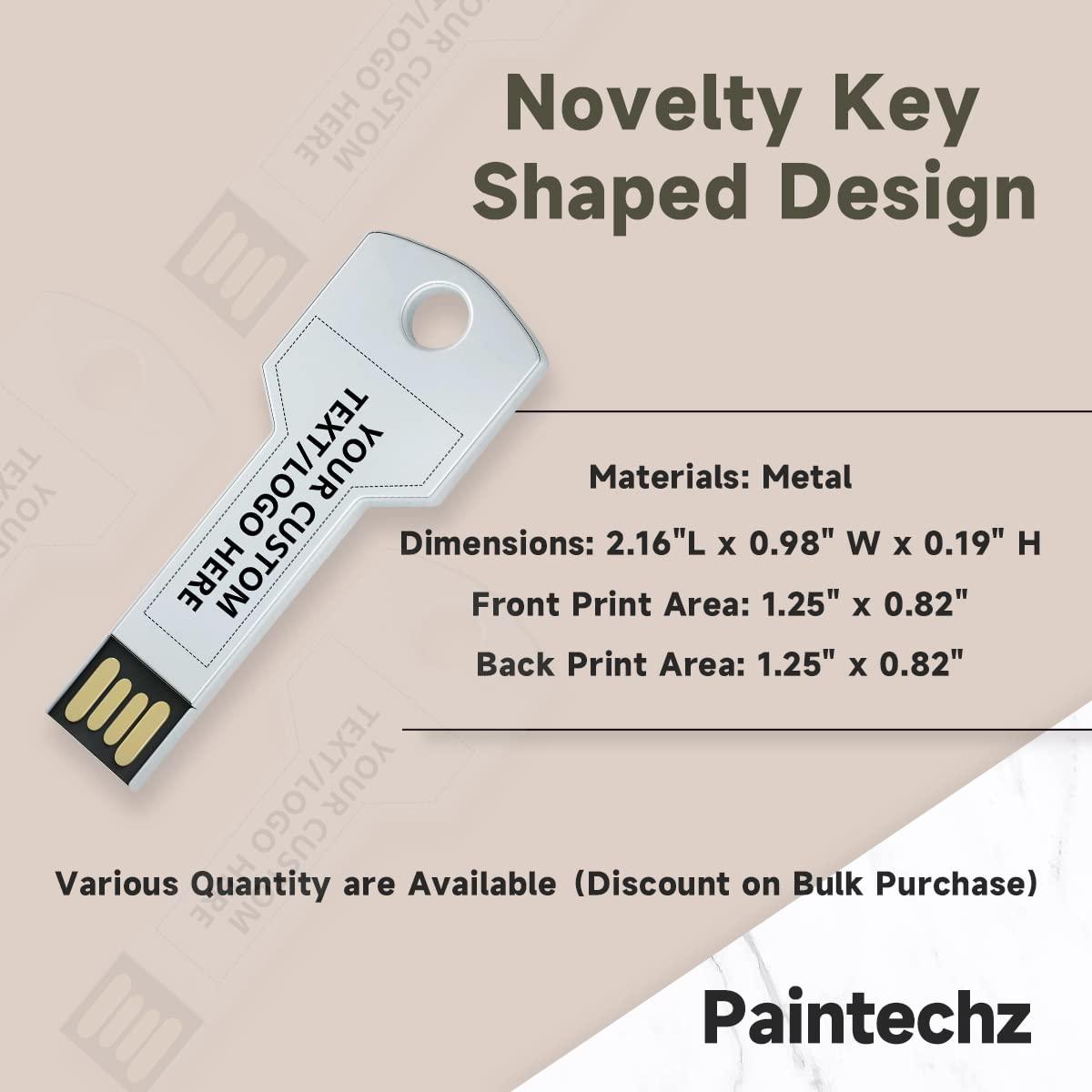 Paintechz Paintechz Custom Key USB Flash Drives 50 Pack, Personalized Logo Bulk - as Corporate Gifts and Promotional Giveaways - 32GB