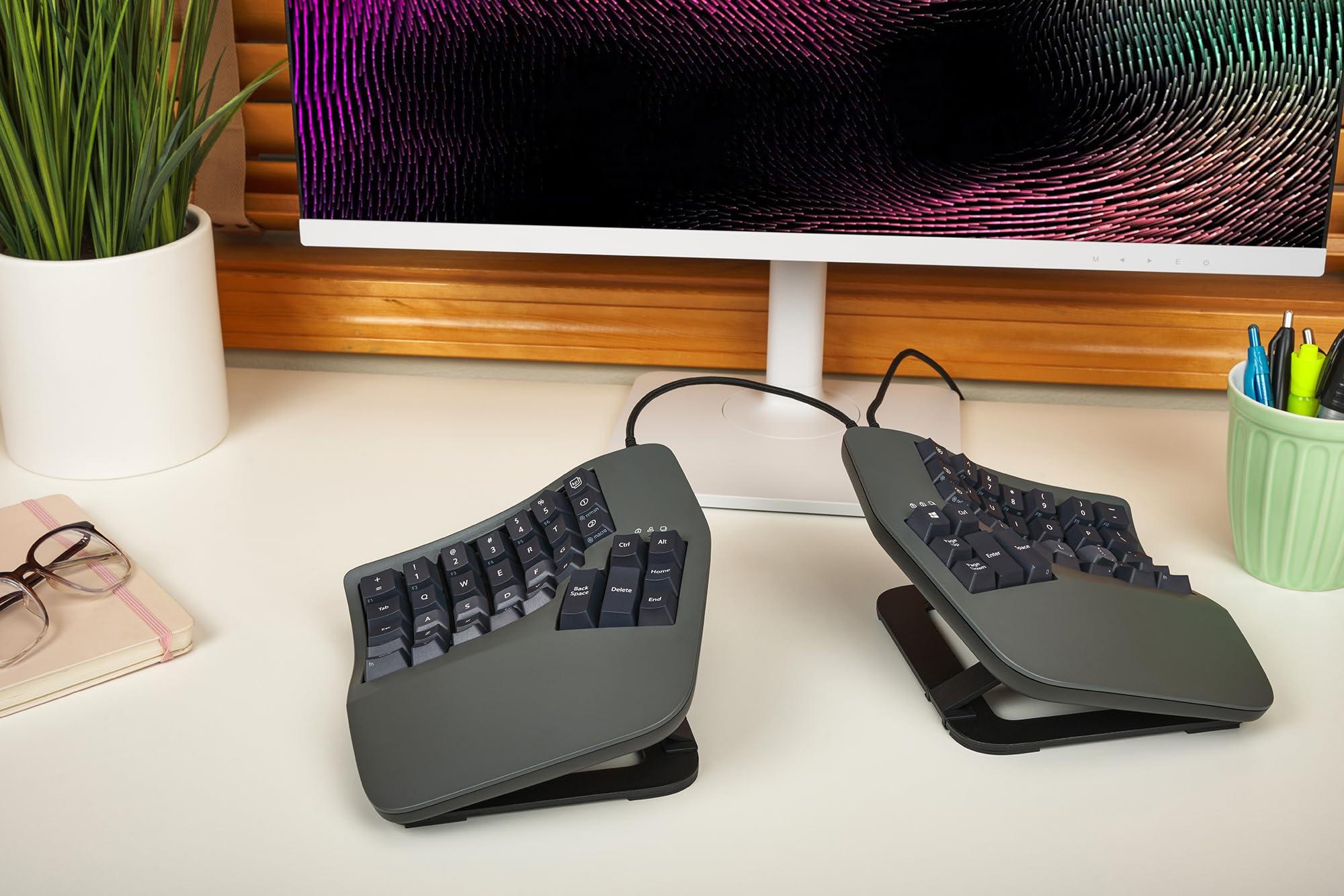 KINESIS KINESIS Advantage360 Split Ergonomic Keyboard - USB-C | Quiet Mechanical Switches | Fully Programmable | Contoured Shape | Adjustable Tenting | PBT Keycaps