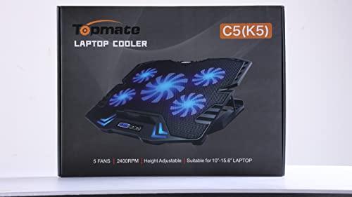 TopMate TopMate C5 12-15.6 inch Gaming Laptop Cooler Cooling Pad | 5 Quiet Fans and LCD Screen | 2500RPM Strong Wind Designed for Gamers and Office