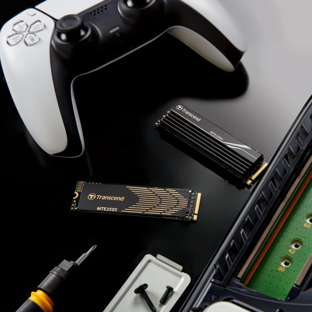 Transcend Transcend 1TB MTE250H NVMe Internal Gaming SSD Solid State Drive - Gen4x4 PCIe, M.2 2280 with Aluminum Heatsink, Compatible with PS5, Up to 7,200MB/s - TS1TMTE250H