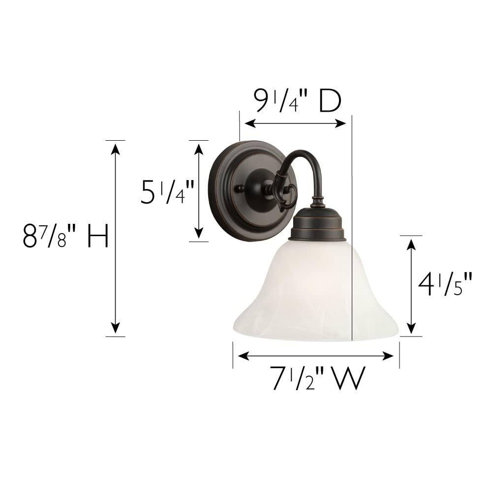 Design House Design House 514497 Millbridge Wall Traditional 1 Indoor Dimmable Light with Alabaster Glass for Bathroom Hallway Foyer, Oil Rubbed Bronze