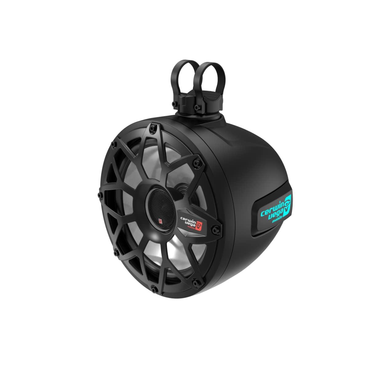 Cerwin Vega Mobile CV Cerwin Vega SH65F4B 6.5 inch 600 Watts 2-Way Pod Speaker System Marine Car Coaxial Speakers with 1 inch Tweeter LED Lighting Black UV Stable Black Pair