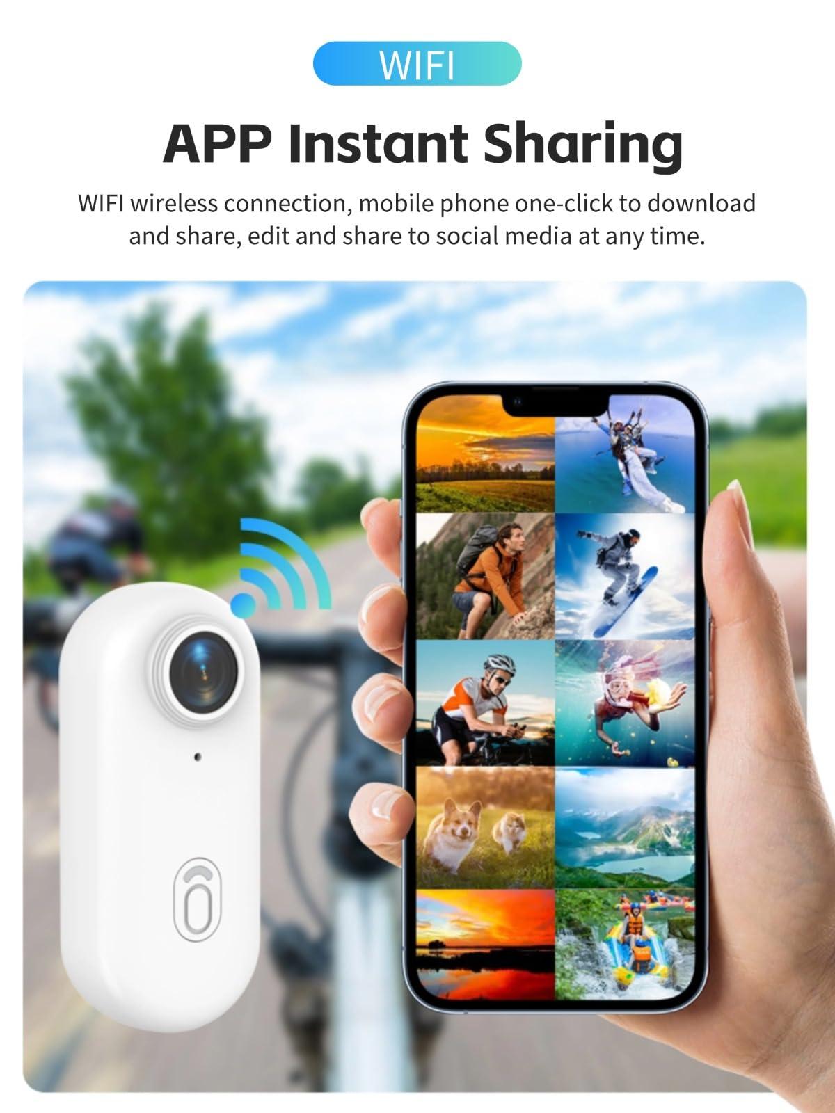 Yoidesu Yoidesu Cat Camera Collar, 4K 30FPS 8MP Pet Dog Collar Camera, 120 Wide Angle Magnetic Action Camera, Pocket Wearable Body Camera with Back Clip for Outdoor Sports Vlogging (Black)