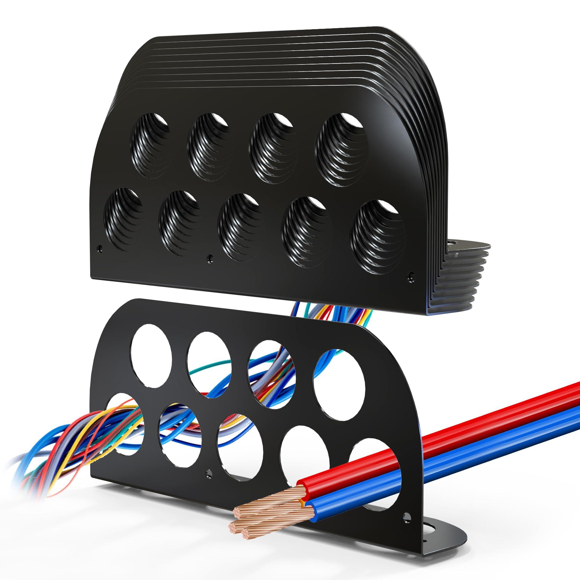 Hadwoer Hadwoer Cable Chase Wire Bracket (10 Pack), Electrical Wire Bracket, NM Cable Organizer, Wire Holder, NM Cable Support, NMSC Stackers, Includes 13 Cable Holes to Keep Wiring Clear and Organized