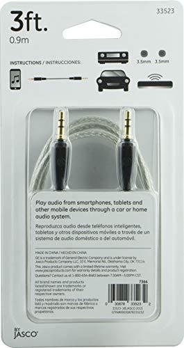 GE home electrical GE Pro 3.5mm Auxiliary Cable, 3ft Audio Cord, Premium Aux Cord for Car, Phone/Tablet, iPad, Home Stereo System and More, 33523