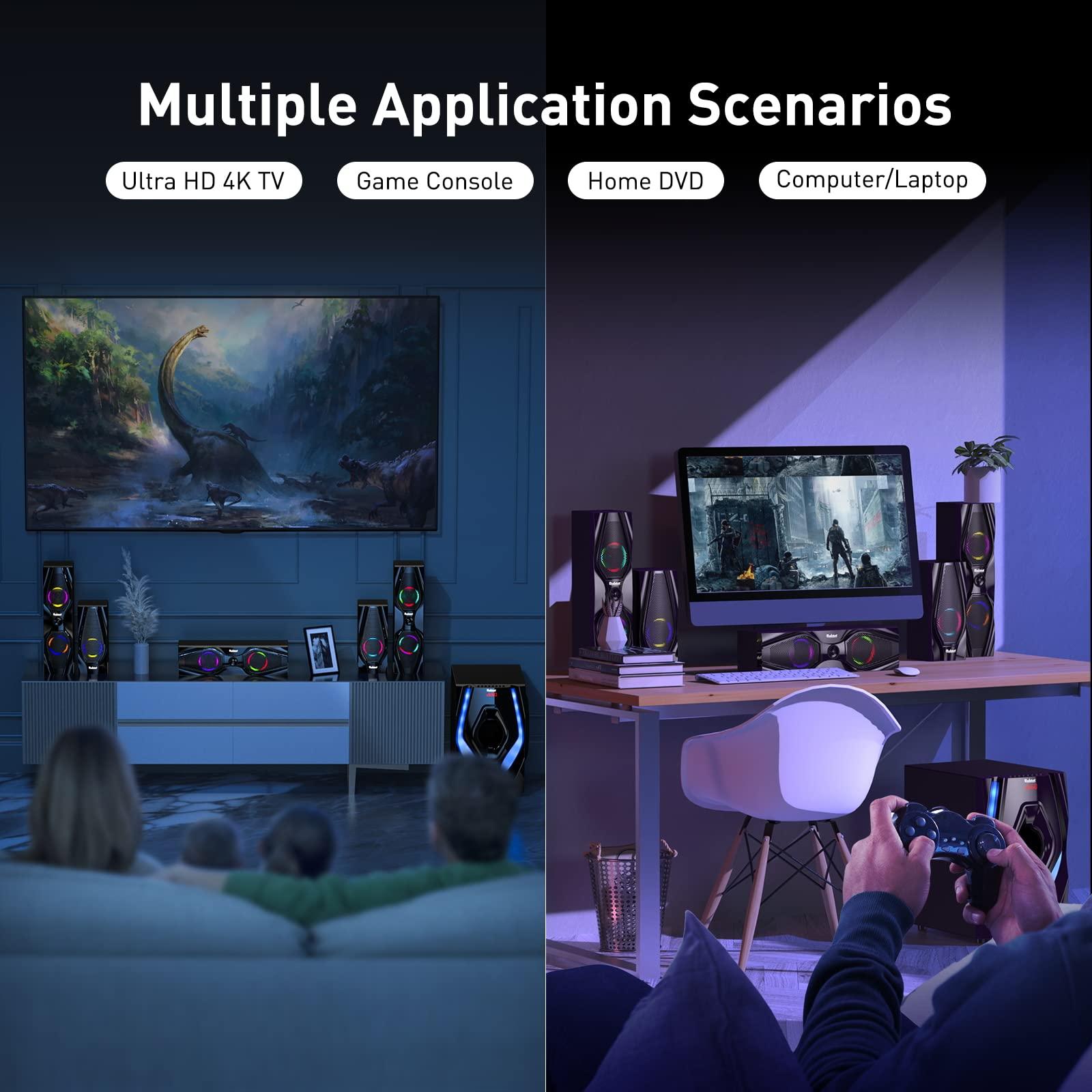 Bobtot Bobtot Home Theater Systems Surround Sound Speakers - 1200 Watts 10 inch Subwoofer 5.1/2.1 Channel Audio Stereo System with HDMI ARC Optical Bluetooth Input for 4K TV Ultra HD AV DVD FM Radio USB