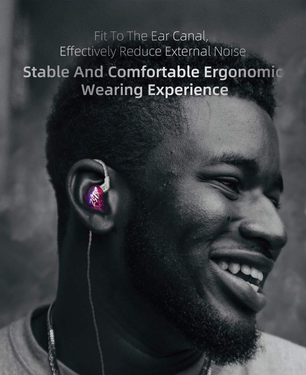 erjigo KZ ZST X in-Ear Monitors, Upgraded Dynamic Hybrid Dual Driver ZSTX Earphones, HiFi Stereo IEM Wired Earbuds/Headphones with Detachable Cable for Musician Audiophile (with Mic, Purple)