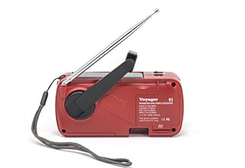 Kaito Kaito V1 Voyager Solar/Dynamo AM/FM/SW Emergency Radio with Cell Phone Charger and 3-LED Flashlight, Red