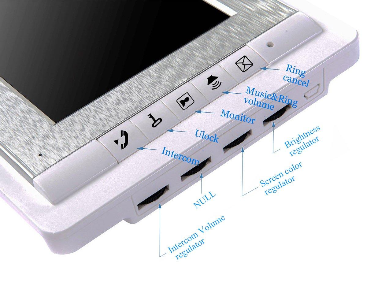 AMOCAM AMOCAM Video Intercom Entry System, Wired 7" LCD Monitor Video Door Phone Kits for 8 Units Apartment, Support Monitoring, Unlock, Dual Way Door Intercom, ID Keyfob Unlock,New