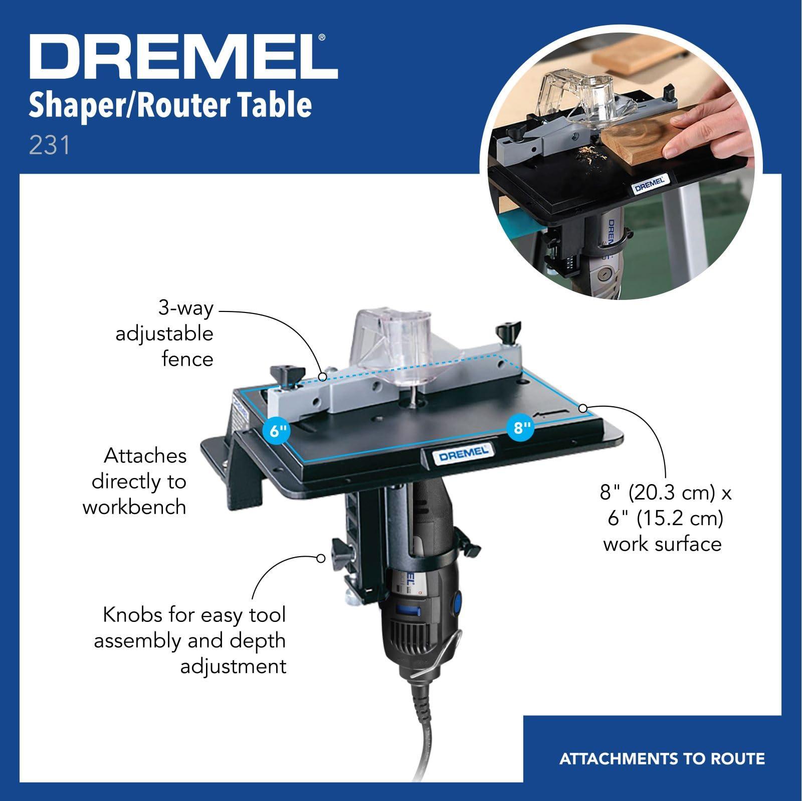 Dremel Dremel 231 Portable Rotary Tool Shaper and Router Table- Woodworking Attachment Perfect for Sanding, Shaping, and Trimming Edges