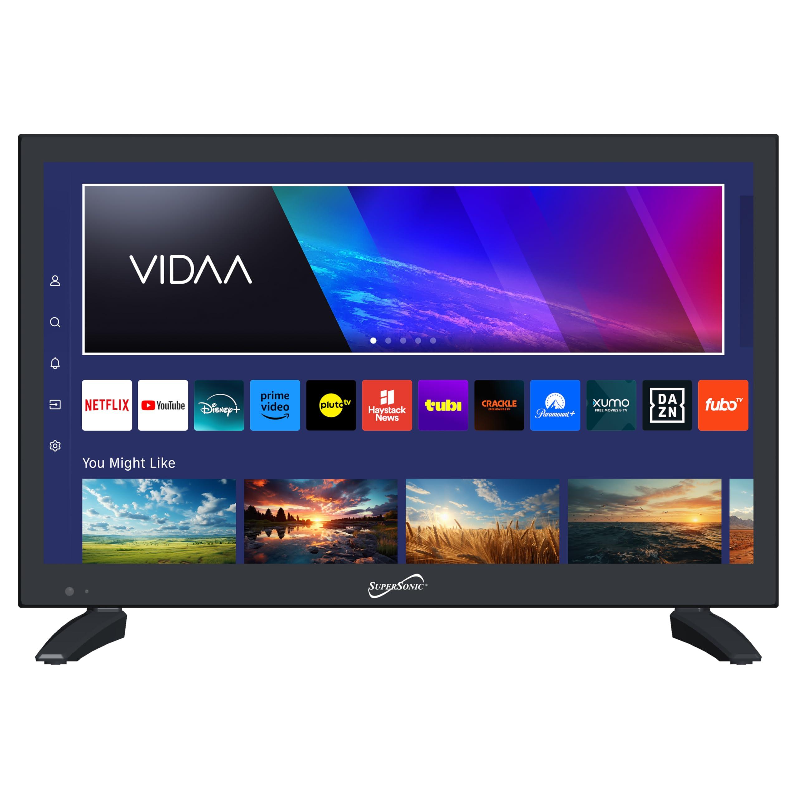 Supersonic Supersonic SC-1920VTV 18.5inch Smart AC/DC LED TV, Powered by VIDAA, 1080p, WiFi, Built-in Speakers, USB, 3X HDMI ARC, for Kitchen, RV, Boat, Truck, Playroom, Dorm Room, Remote, DC Car Cord Included