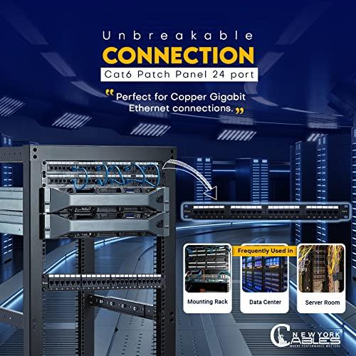 NewYork Cables NewYork Cables Cat6 24 Port Patch Panel 19 Inch, 1U Patch Panel for Easy Rack Mount or Wall Mount, Clear Labeling & Exceptional Durability Cat6 Patch Panel Compatible with Cat5e & Cat6 Cables