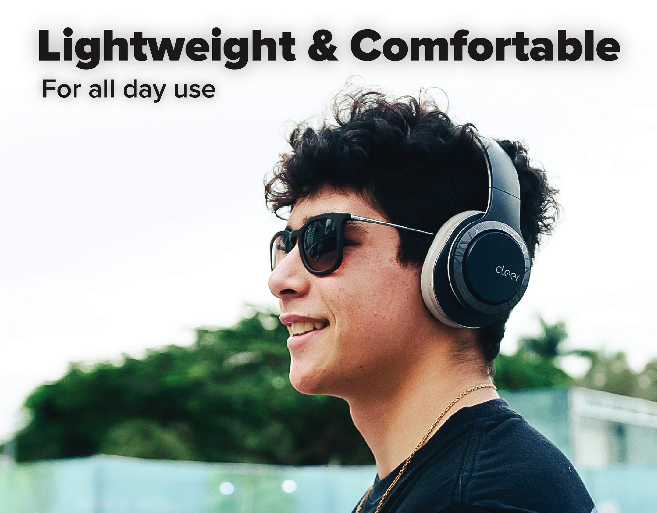 Cleer Cleer Enduro 100 Bluetooth Headphones, 40mm Ironless Driver, Deep Bass Over The Ear Headphones, 100Hr Play, Dual-Mic, Clear Calls, Comfort Fit, Bluetooth 5.0, Hi-Res Foldable Wireless Headphone, Navy