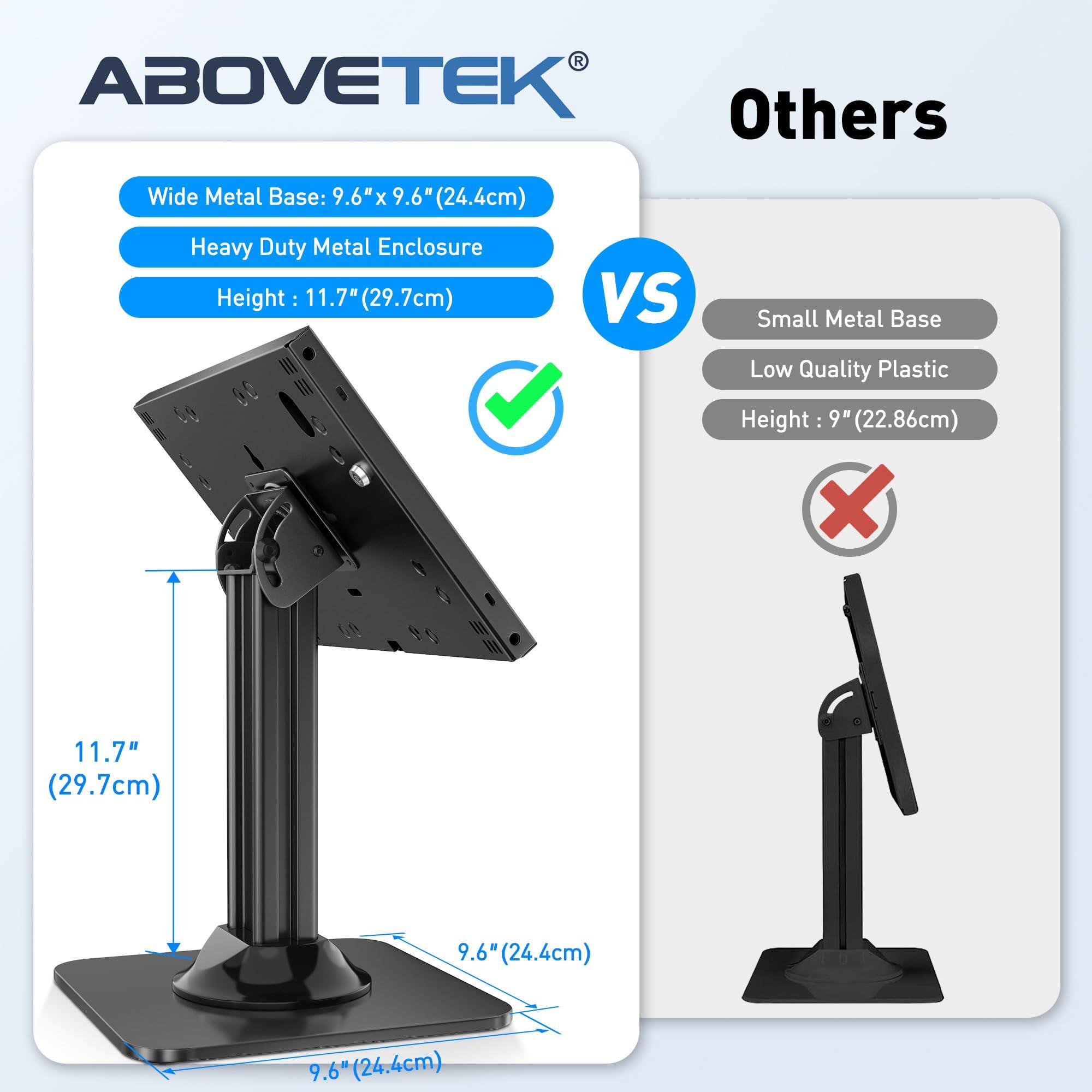 AboveTEK AboveTEK Anti-Theft iPad Kiosk Stand POS iPad Security Stand & Locking Tablet Stand Heavy Duty Base, 360 Swivel, 75 Tilt Bracket Retail Business for iPad/iPad Air/iPad Pro (Black)